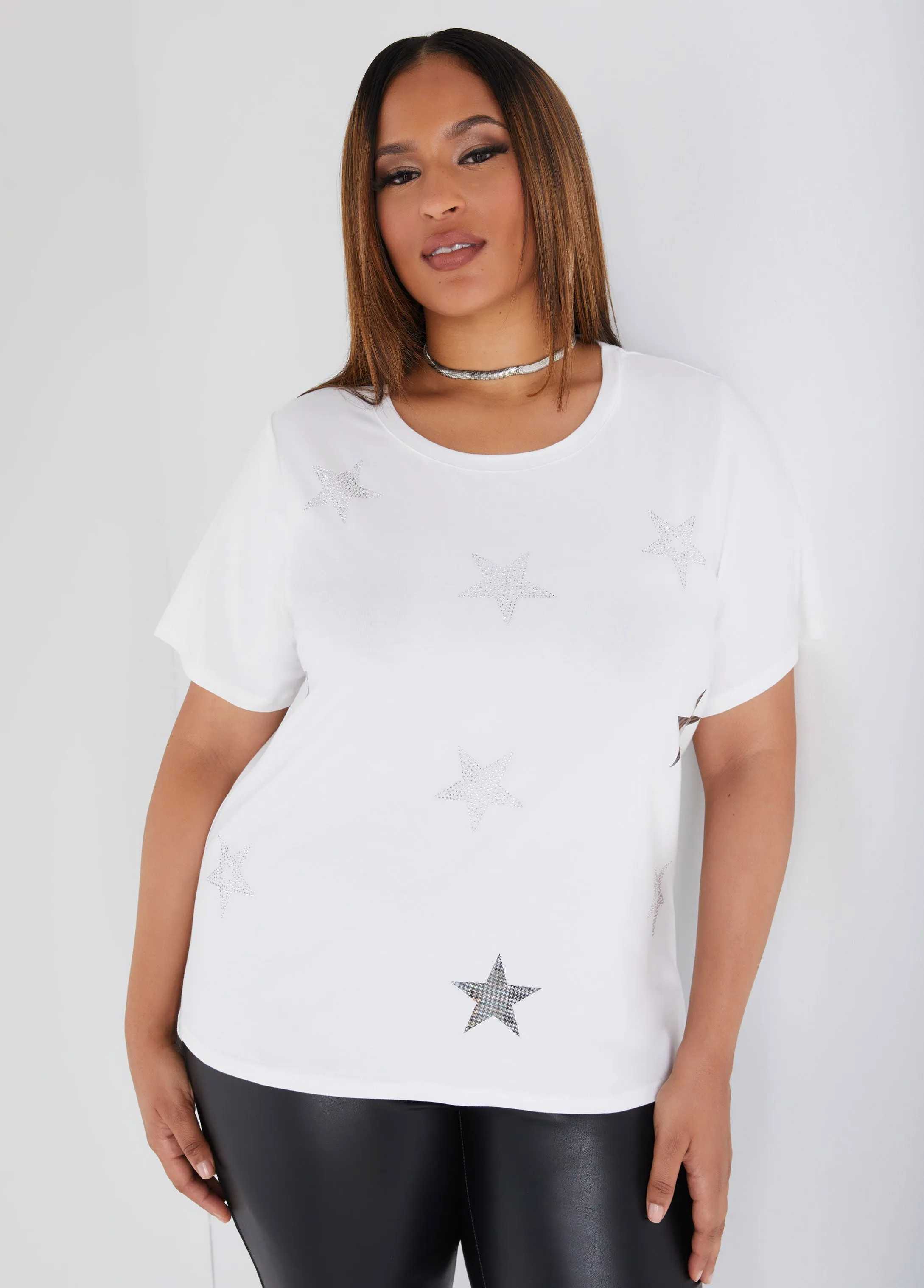 Star Embellished Graphic Tee sold by Ashley Stewart product image thumbnail 5