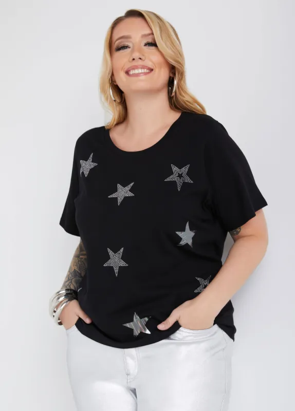 Star Embellished Graphic Tee sold by Ashley Stewart