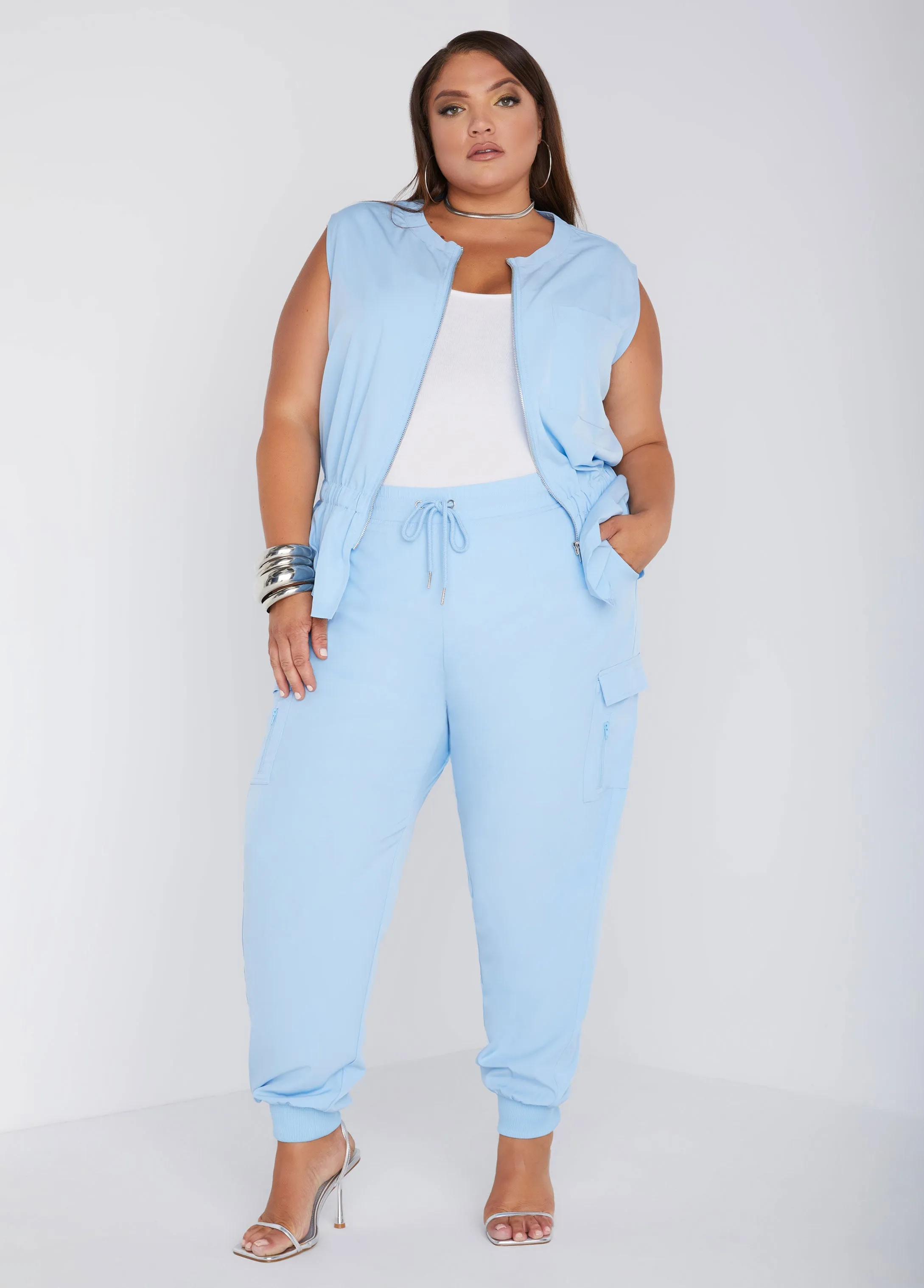 Storm Flap Cinched Waist Vest sold by Ashley Stewart product image thumbnail 3