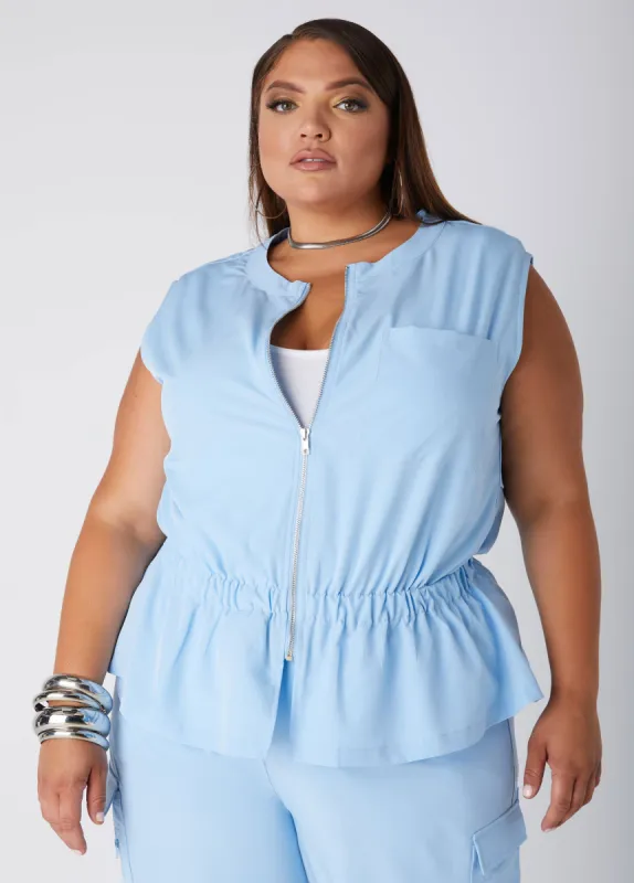 Storm Flap Cinched Waist Vest sold by Ashley Stewart