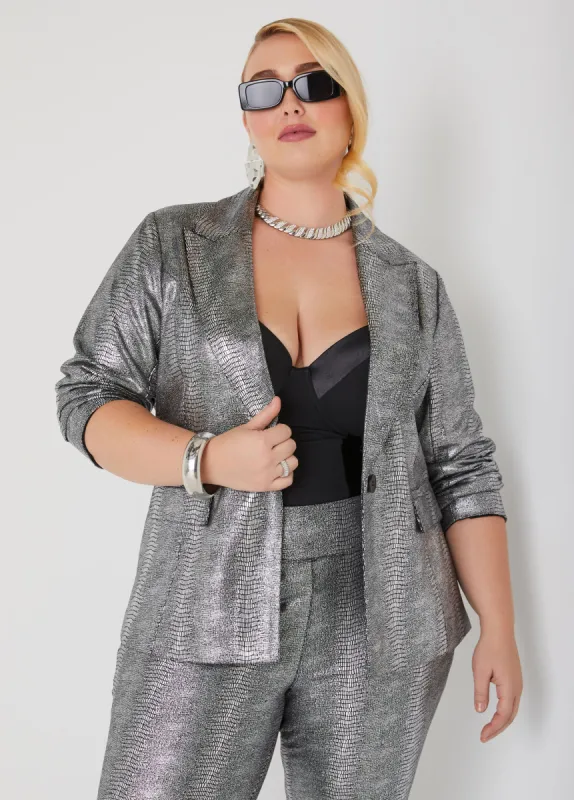 Printed Metallic Blazer sold by Ashley Stewart