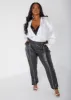 Crystal Faux Leather Tapered Pants sold by Ashley Stewart
