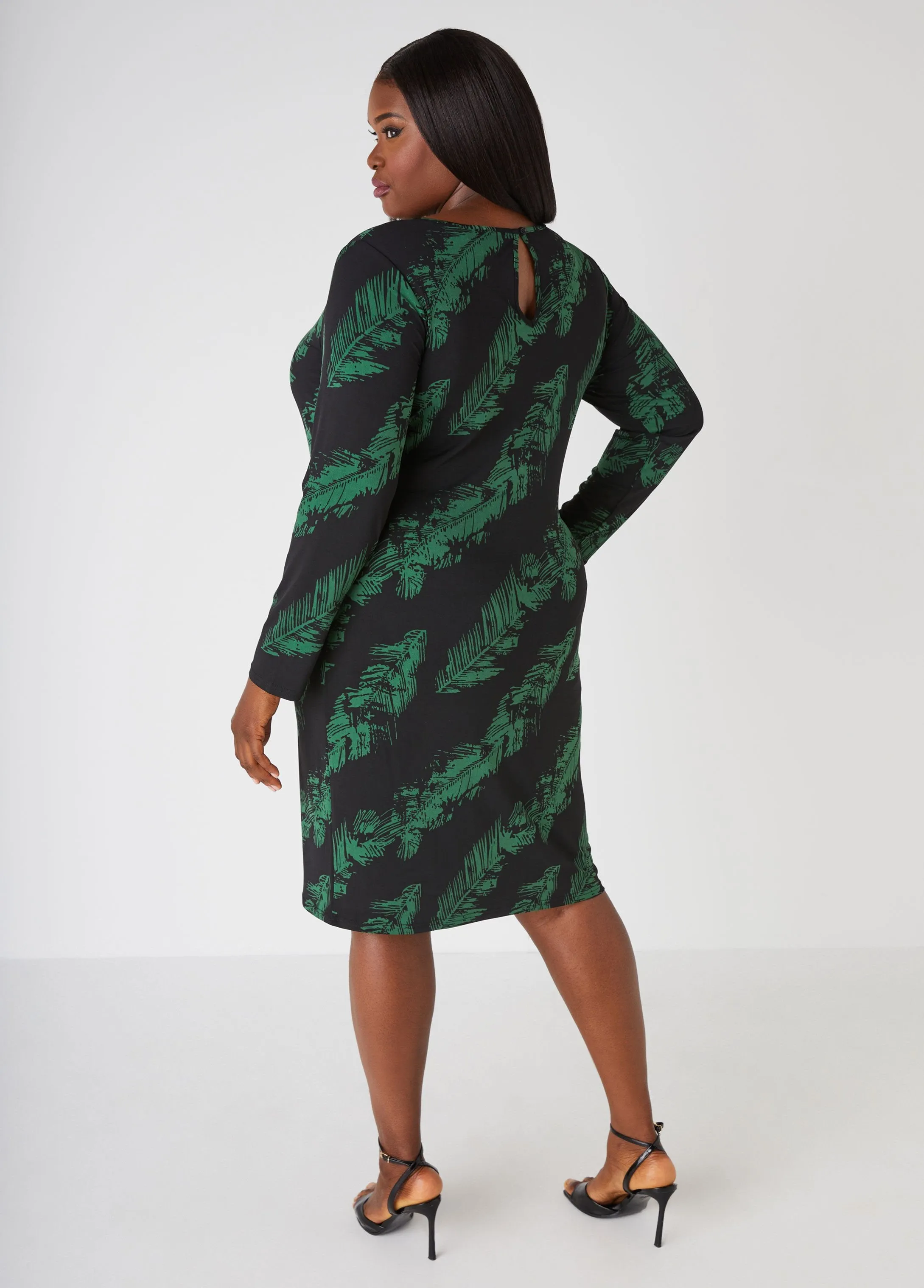 Leaf Print Bodycon Dress sold by Ashley Stewart product image thumbnail 2