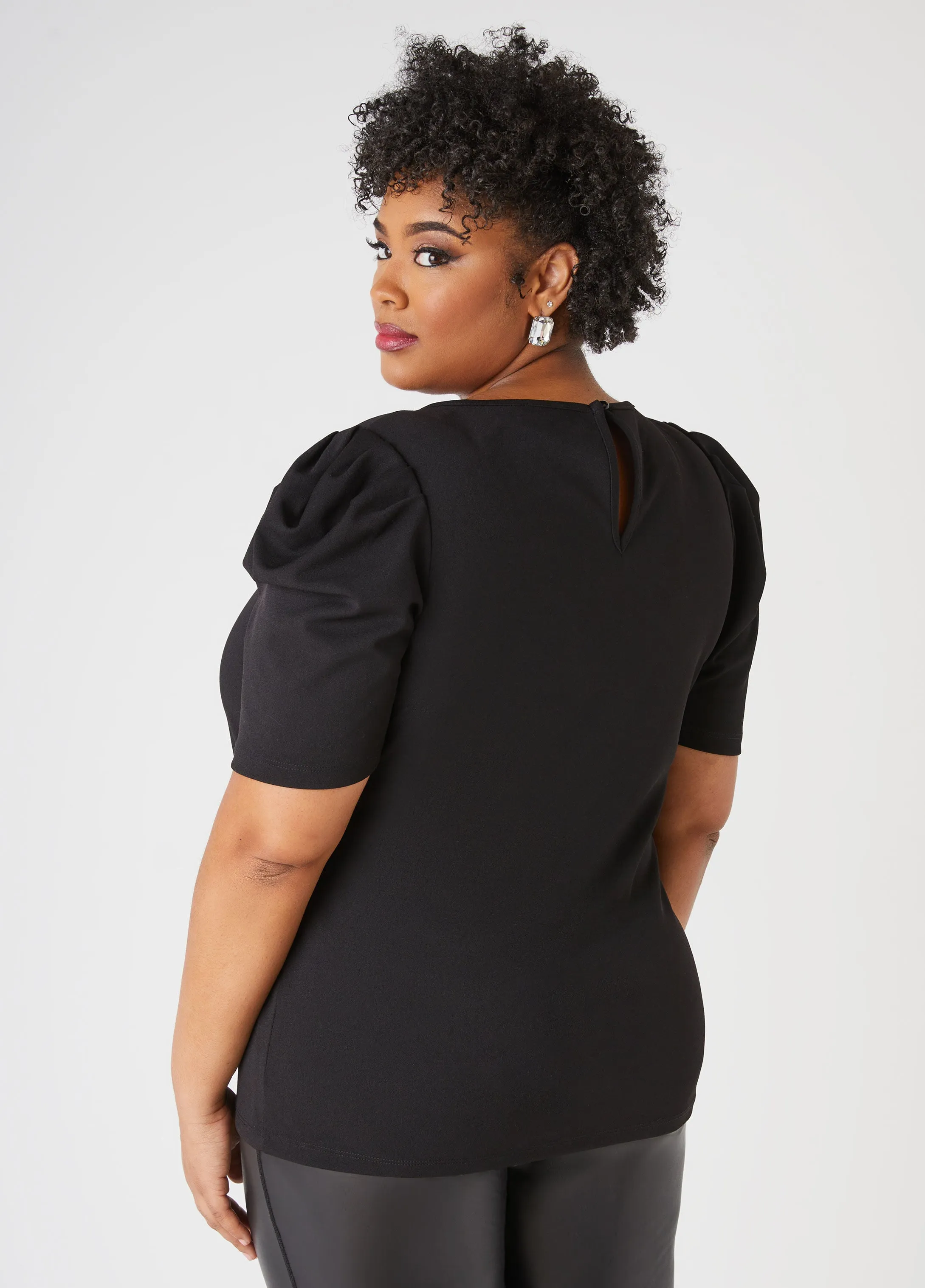 Crystal Bow Embellished Crepe Top sold by Ashley Stewart product image thumbnail 2