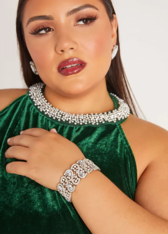 Pave Crystal Stretch Bracelet sold by Ashley Stewart