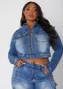 Cropped Zip Detailed Denim Jacket sold by Ashley Stewart