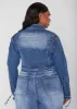 Cropped Zip Detailed Denim Jacket sold by Ashley Stewart