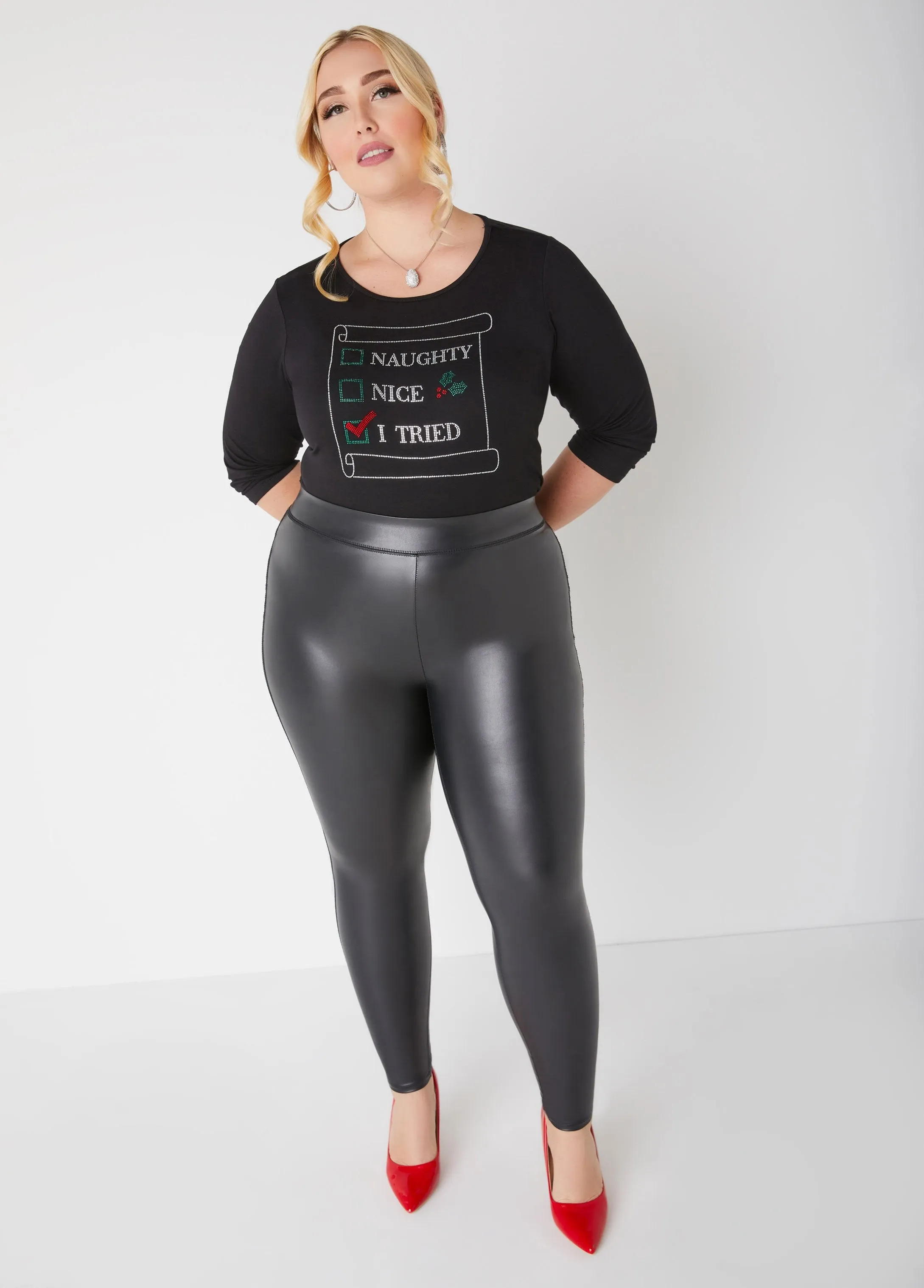 Naughty Nice Crystal Tee sold by Ashley Stewart product image thumbnail 3