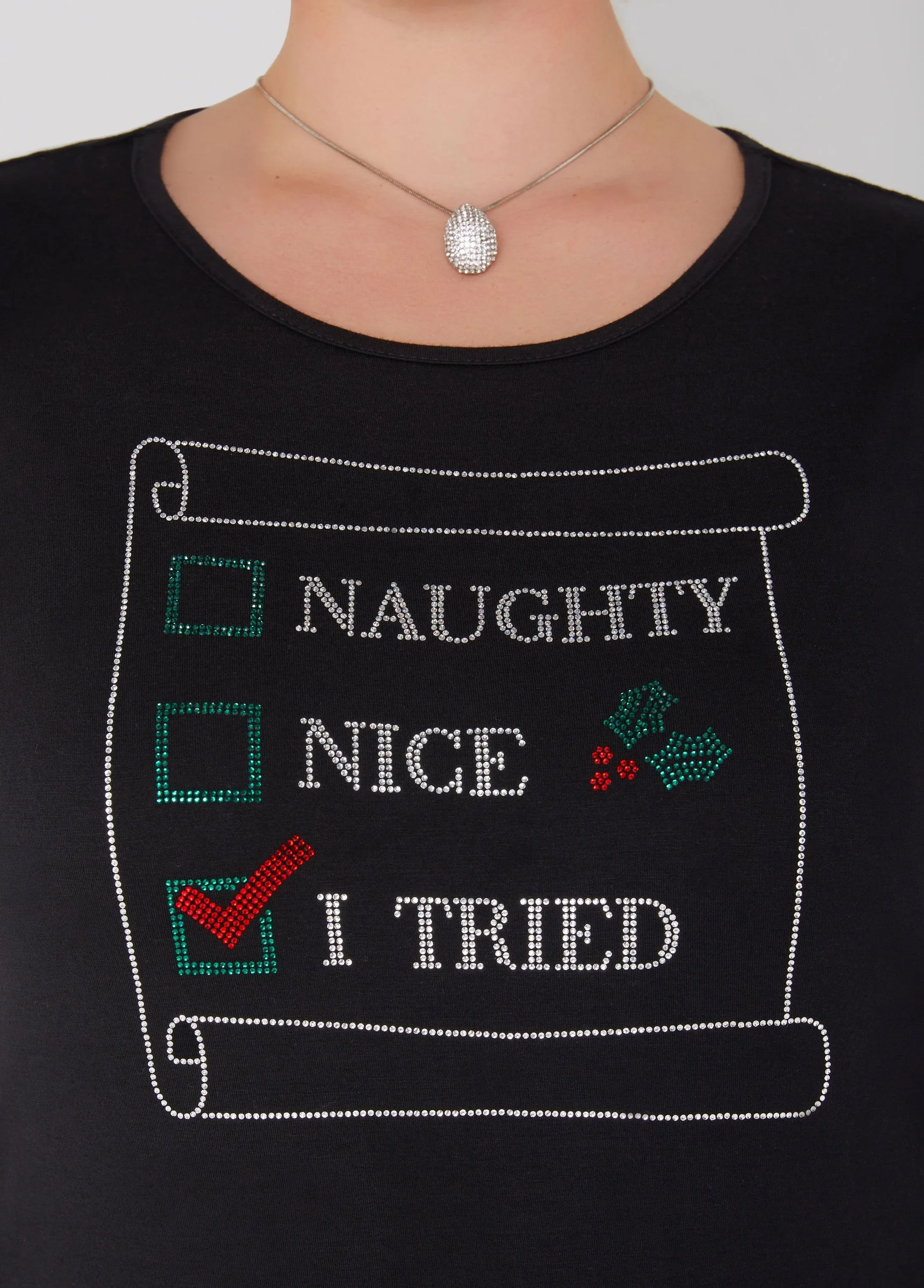 Naughty Nice Crystal Tee sold by Ashley Stewart product image thumbnail 4