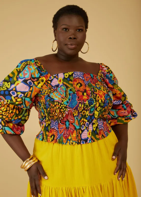 Printed Shirred Top sold by Ashley Stewart