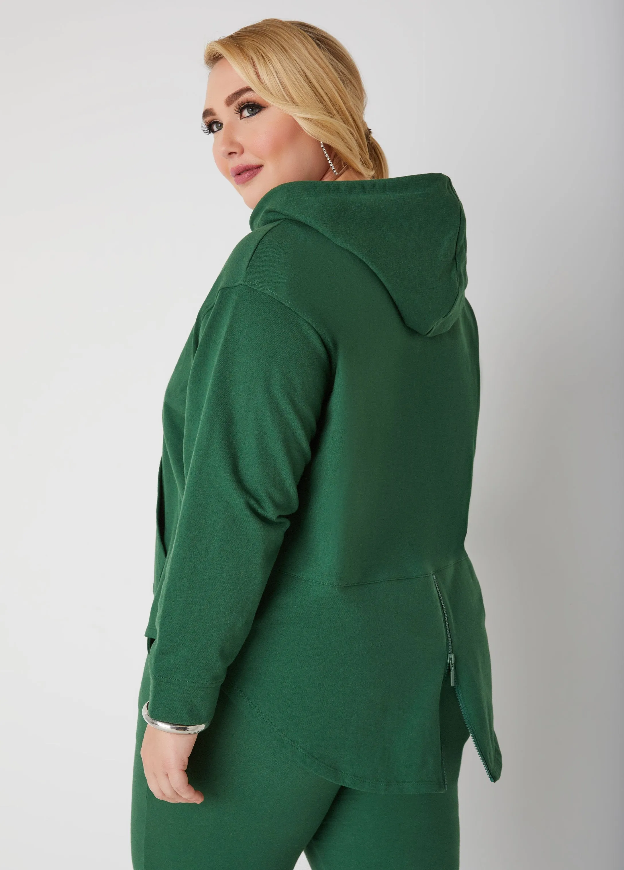 Zip Detailed Hi Low Hoodie sold by Ashley Stewart product image thumbnail 2