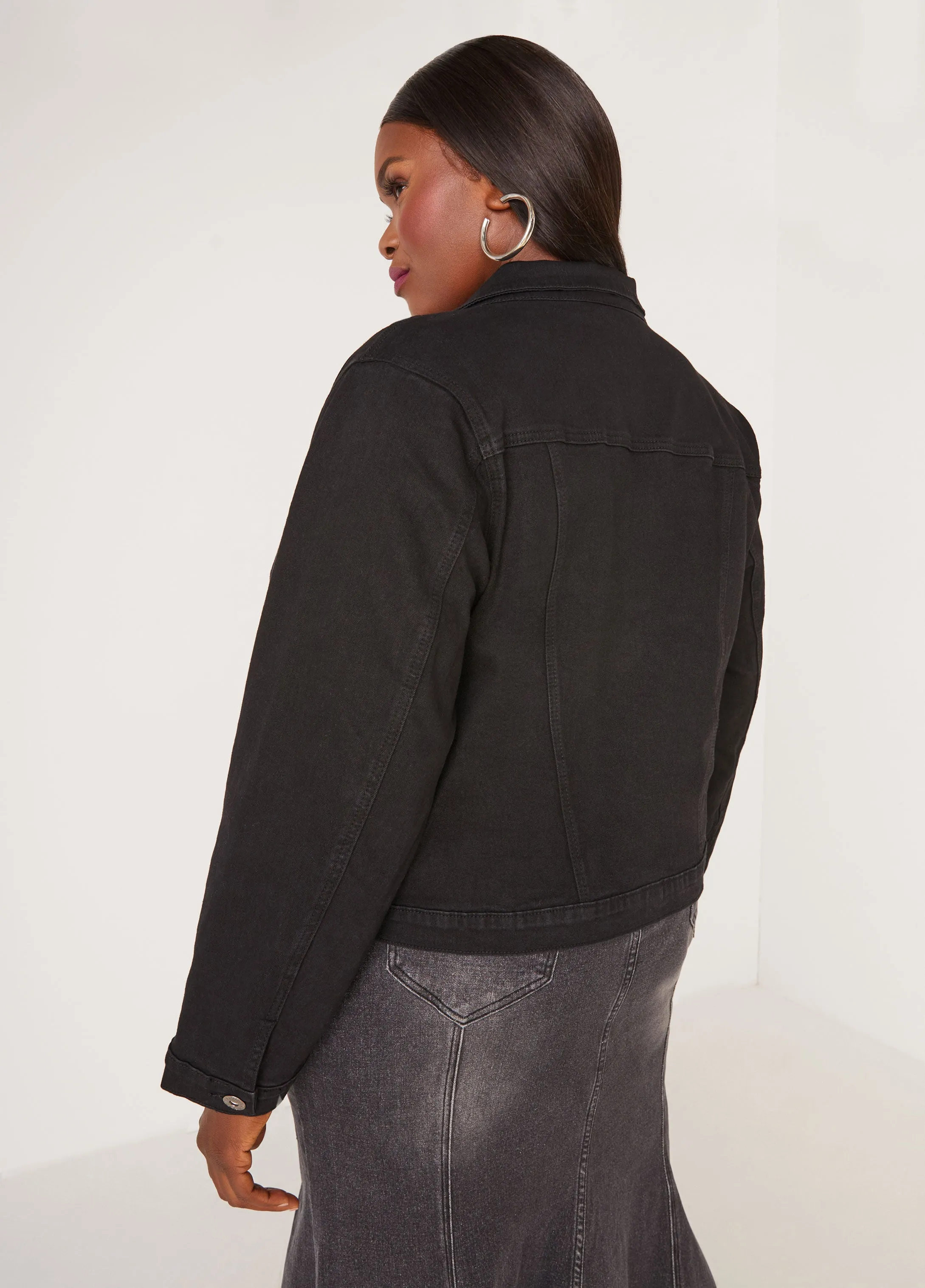 Classic Stretch Denim Jacket sold by Ashley Stewart product image thumbnail 2