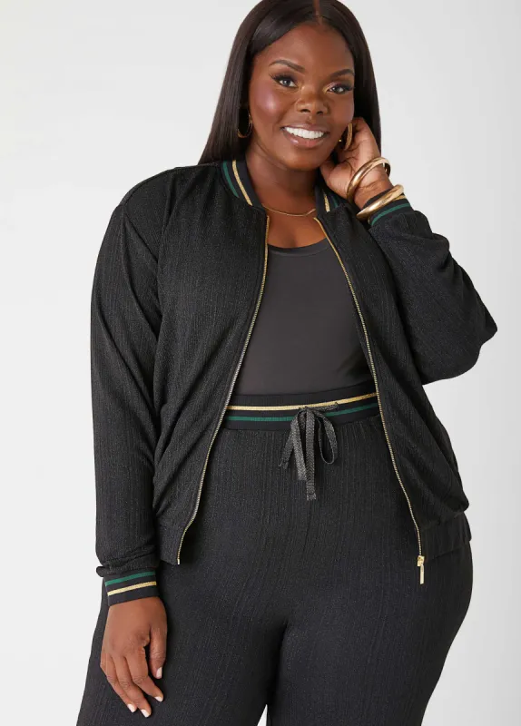 Metallic Textured Track Jacket sold by Ashley Stewart