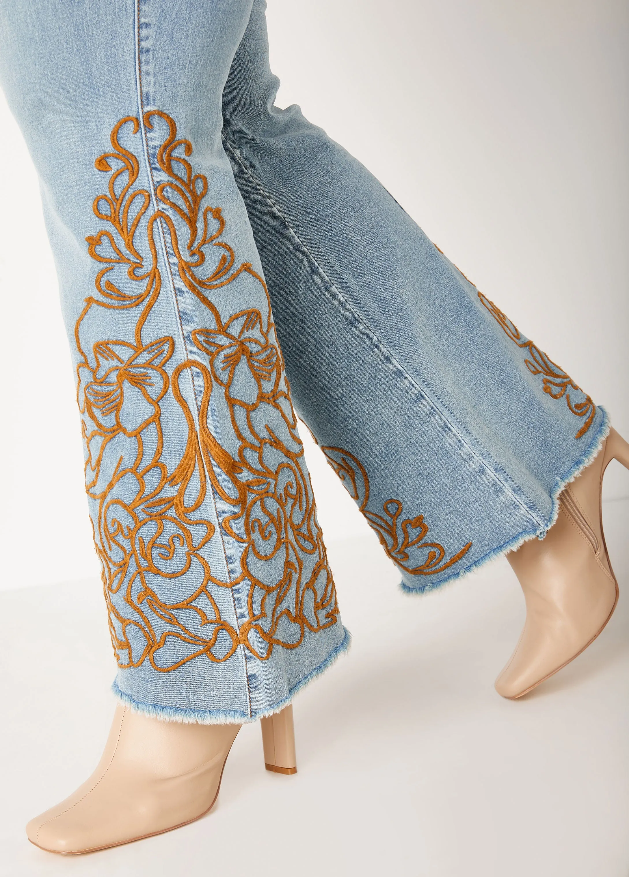 Embroidered Flared Jeans sold by Ashley Stewart product image thumbnail 4