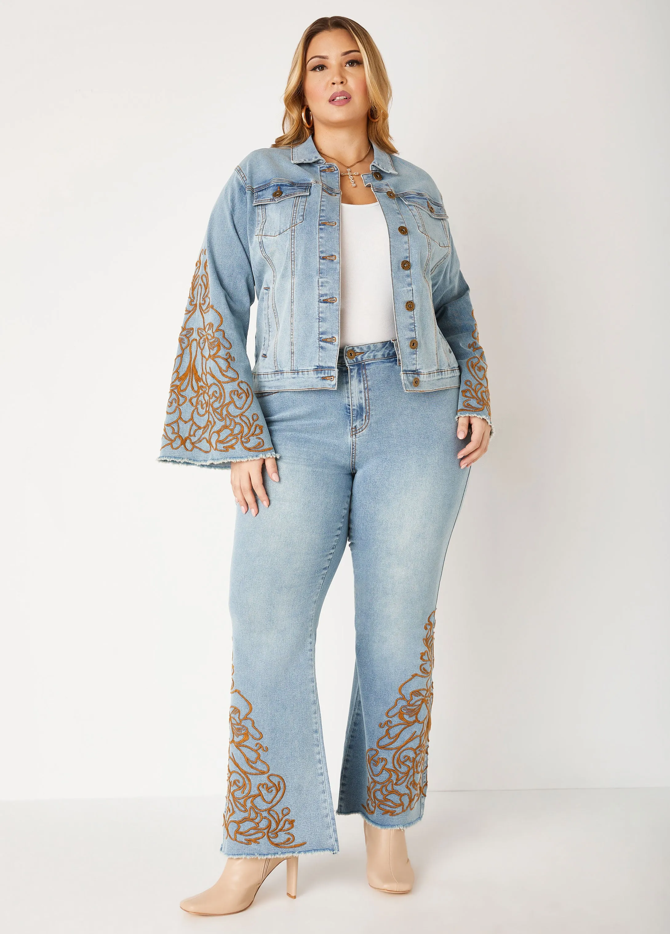 Embroidered Flared Jeans sold by Ashley Stewart