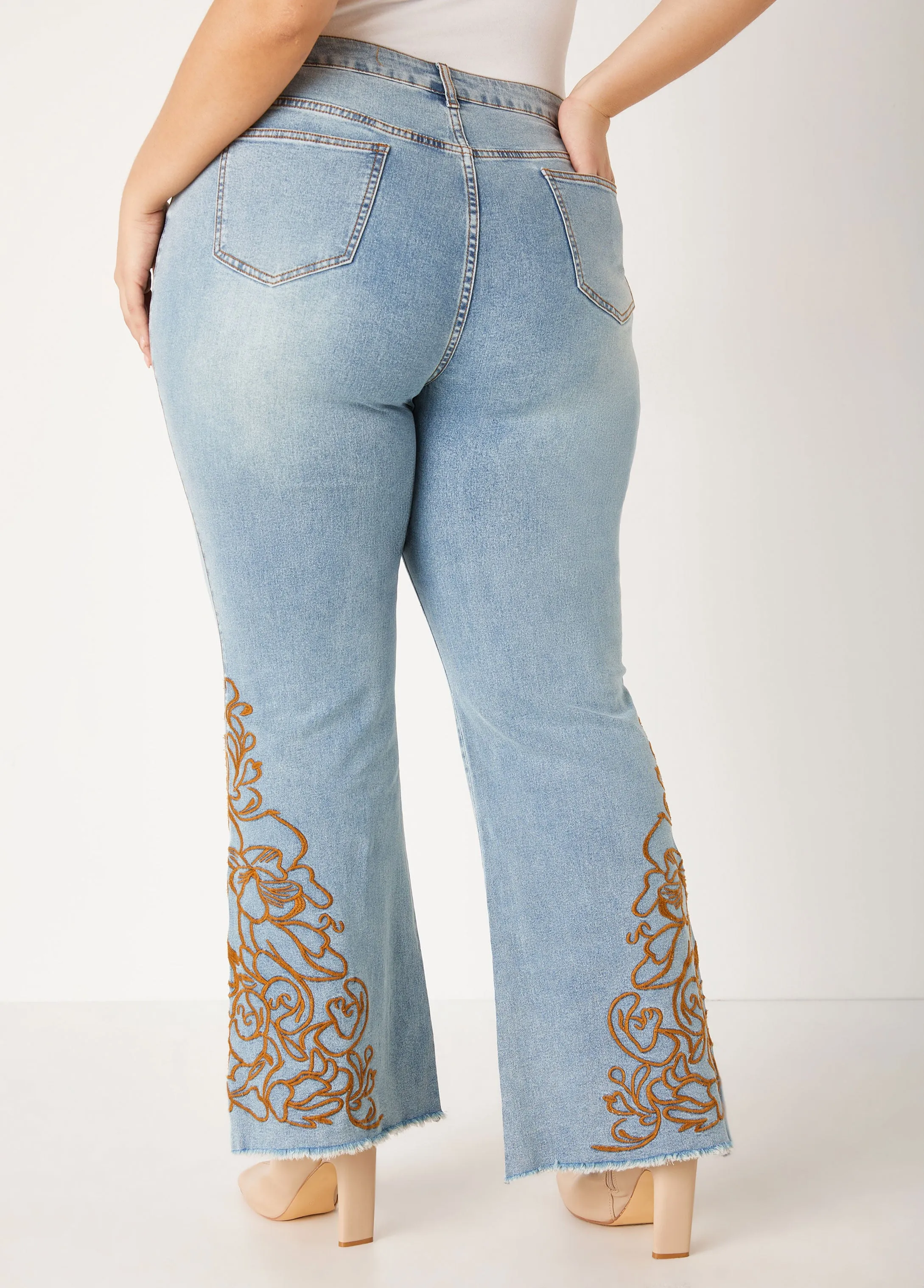 Embroidered Flared Jeans sold by Ashley Stewart product image thumbnail 2