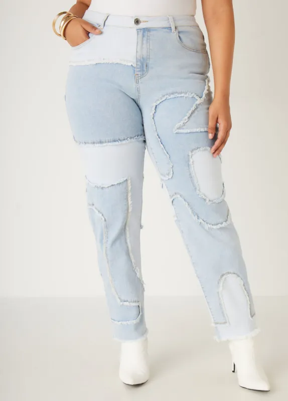 Patchwork High Rise Skinny Jeans sold by Ashley Stewart
