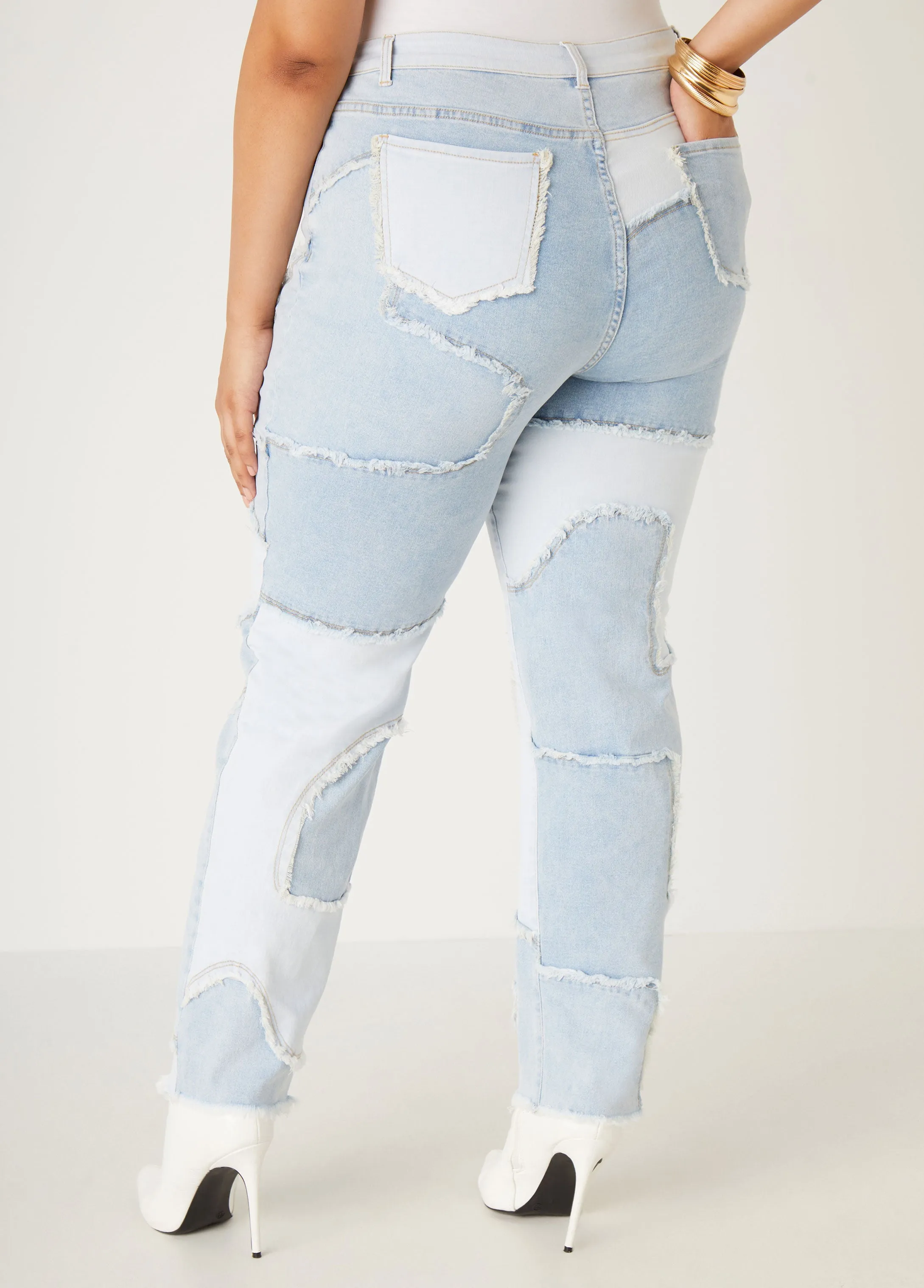 Patchwork High Rise Skinny Jeans sold by Ashley Stewart product image thumbnail 2