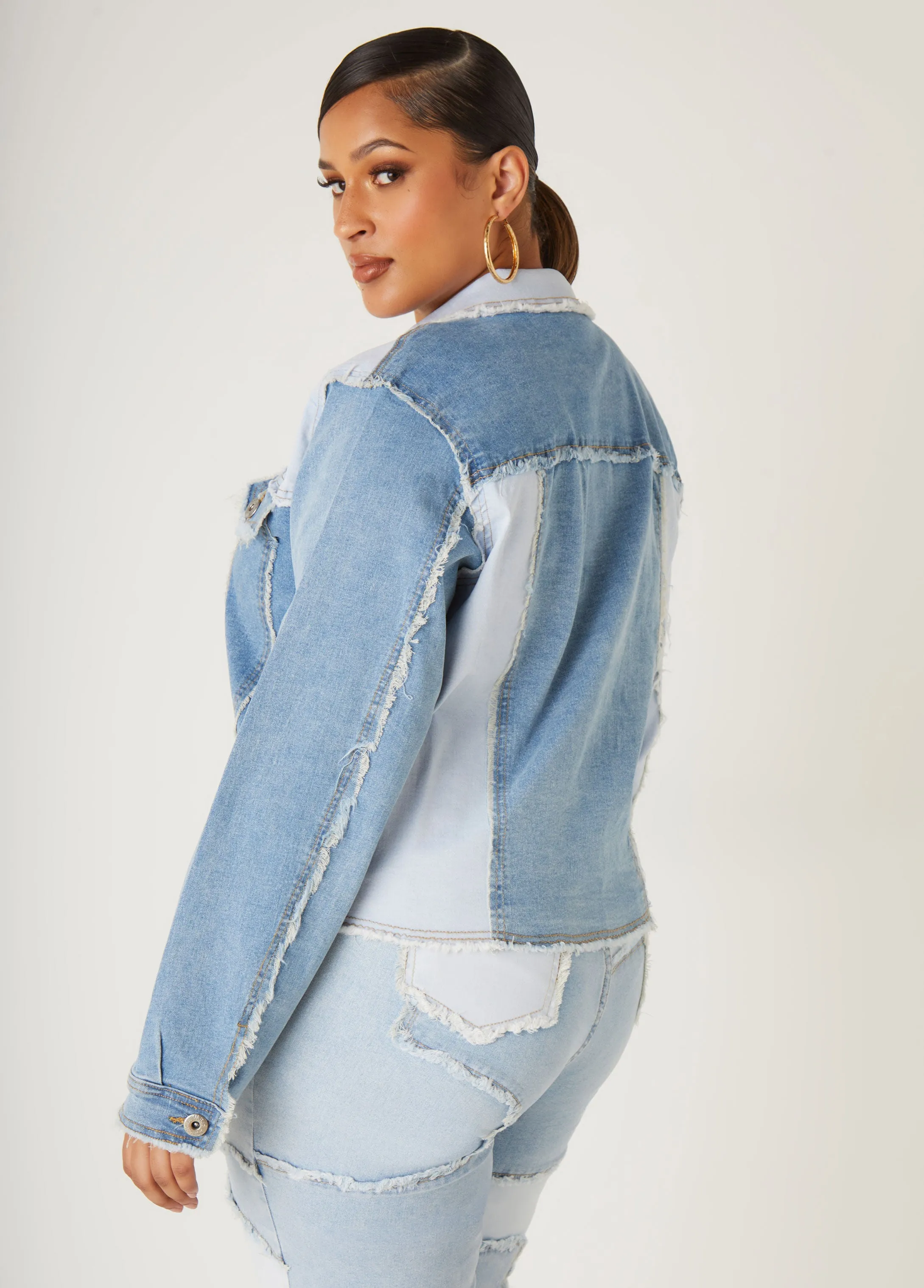 Patchwork Denim Jacket sold by Ashley Stewart product image thumbnail 2