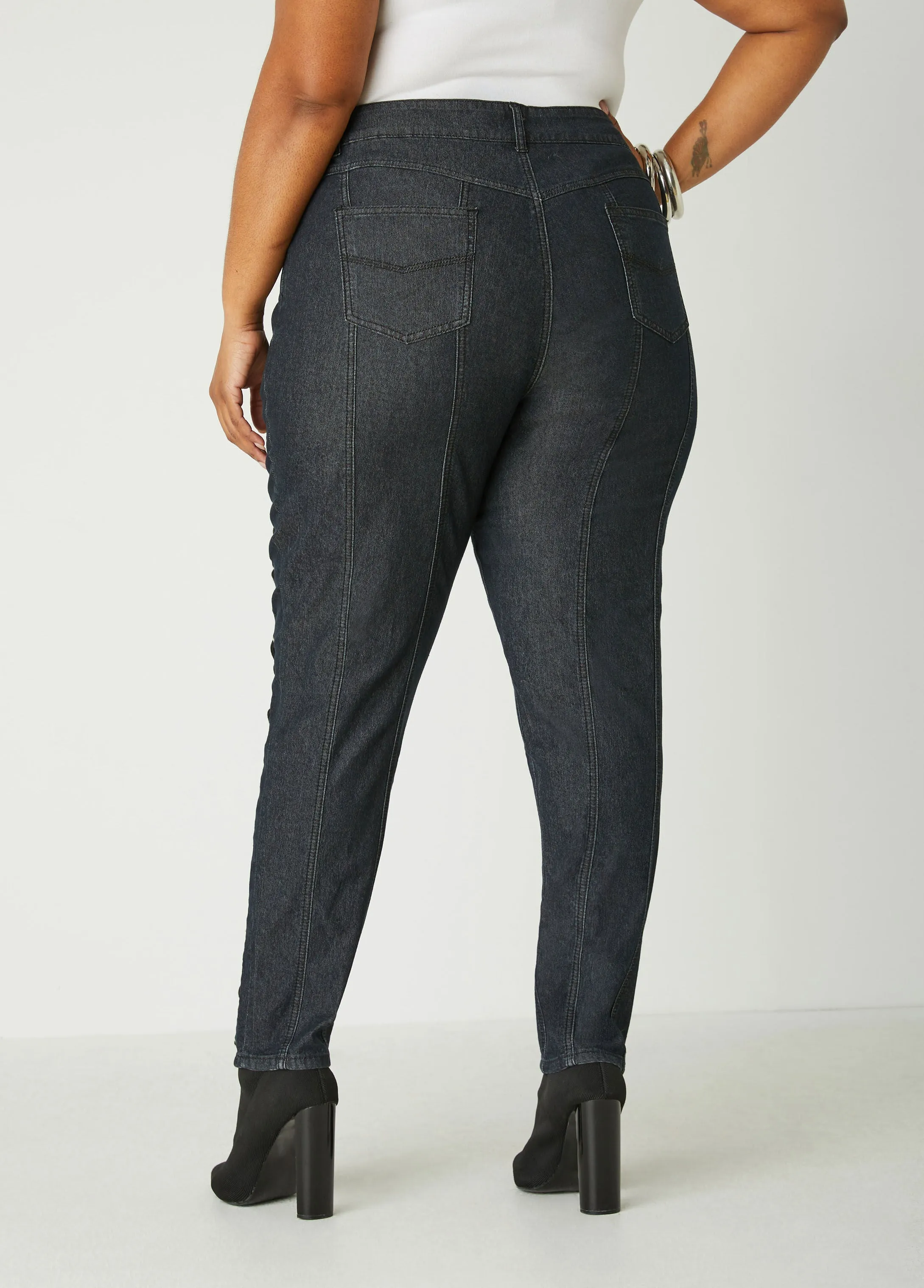 Laced Up Mid Rise Skinny Jeans sold by Ashley Stewart product image thumbnail 2