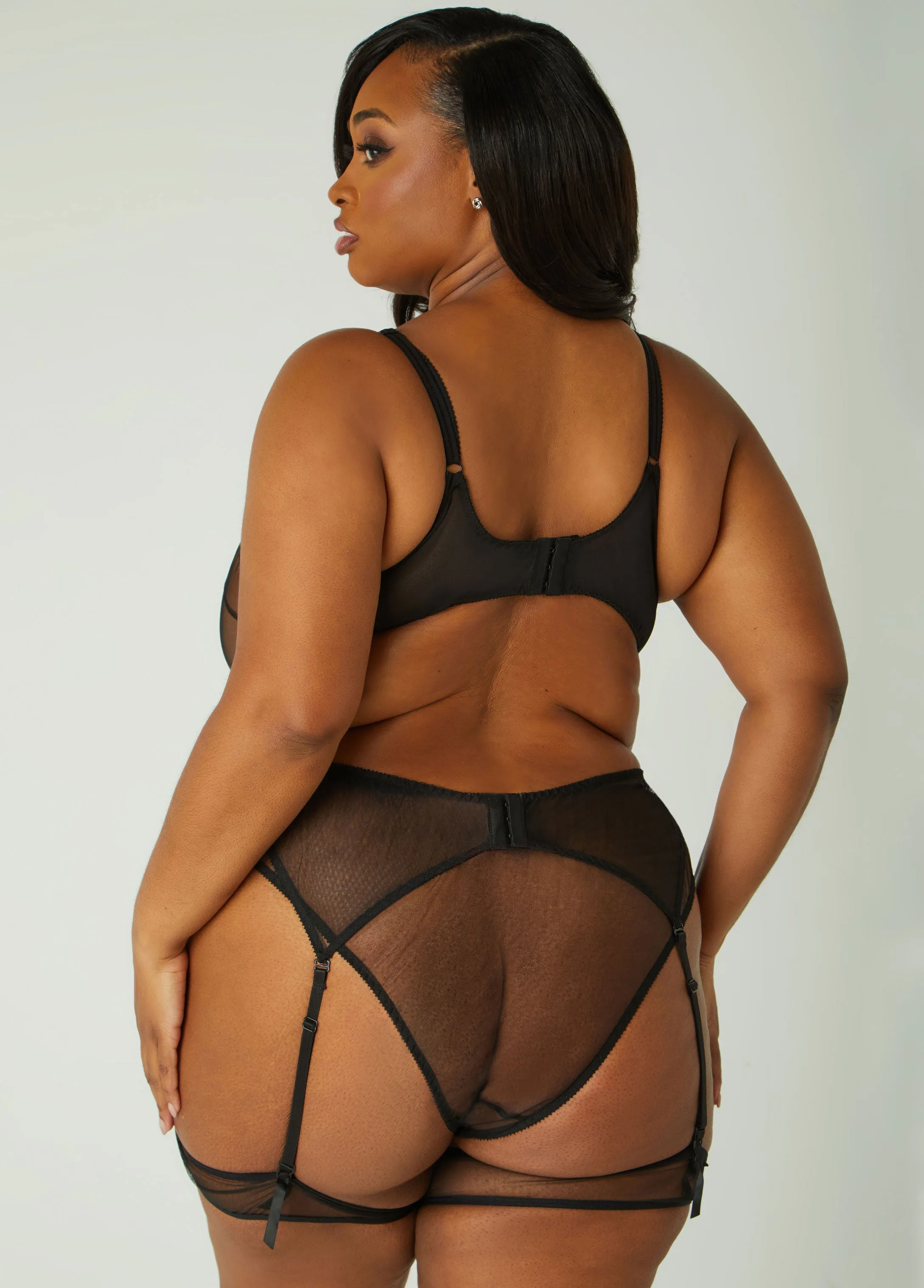 Mesh Bra & Crotchless Panty Set sold by Ashley Stewart product image thumbnail 2