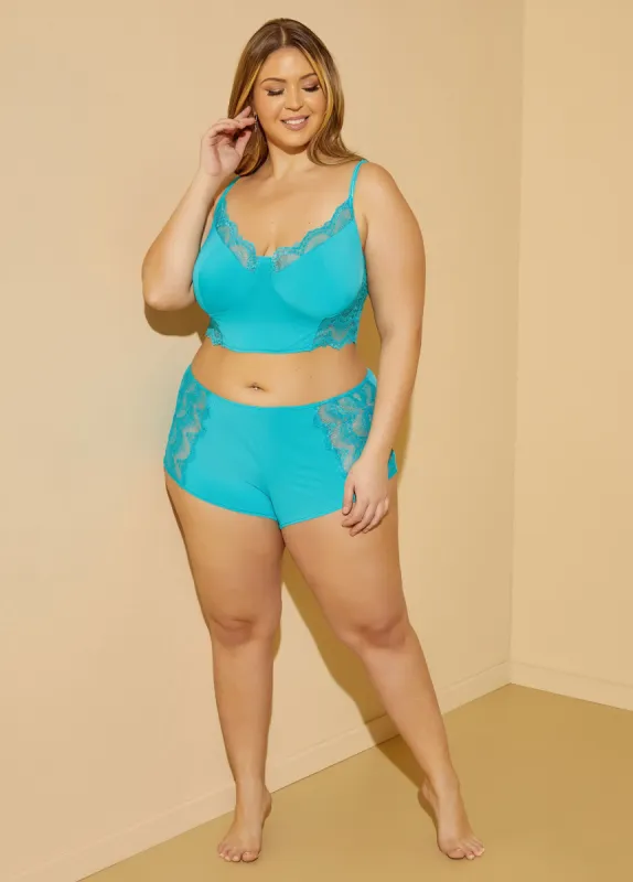 Paneled Bralette And Shorts Set sold by Ashley Stewart