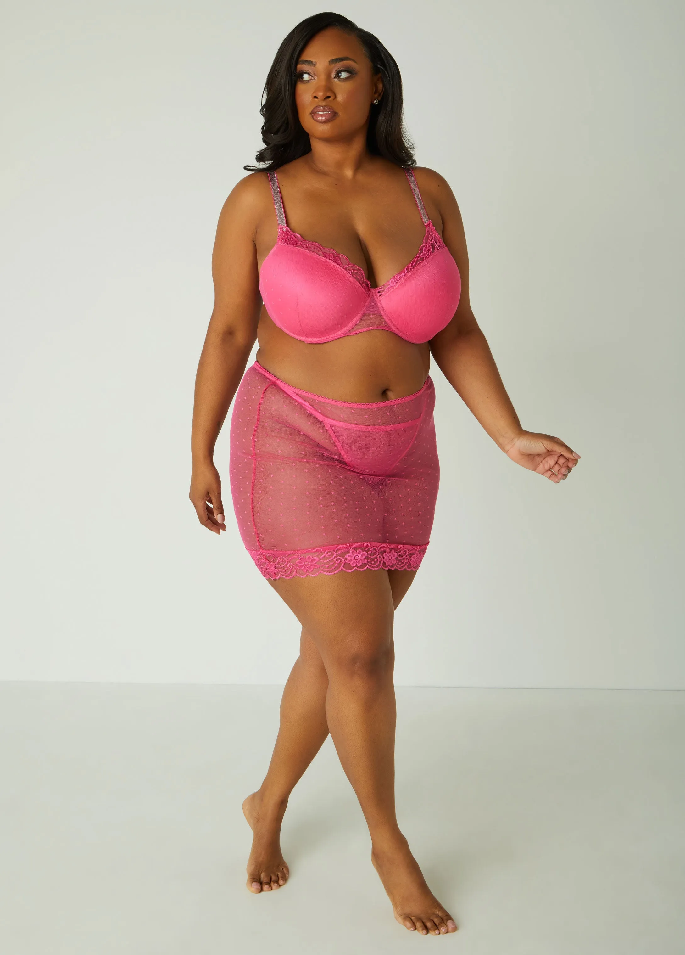 Dotted Bra And Skirt Lingerie Set sold by Ashley Stewart product image thumbnail 4