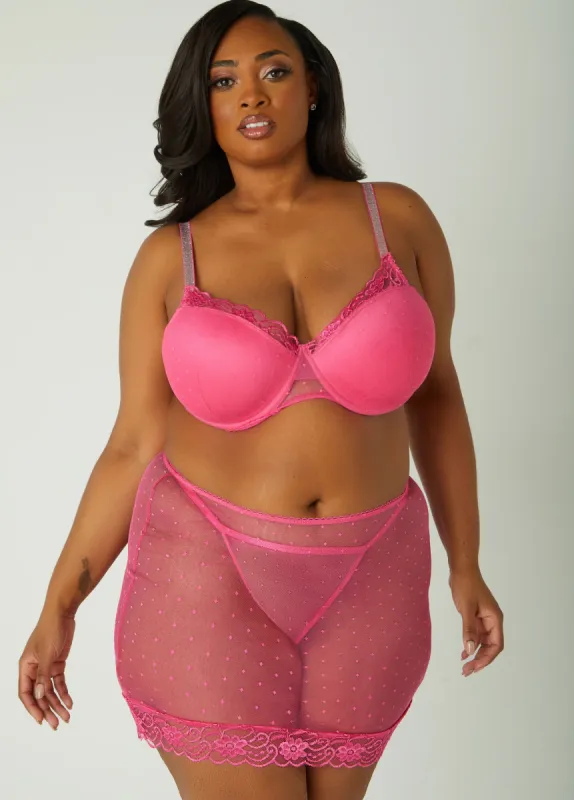 Dotted Bra And Skirt Lingerie Set sold by Ashley Stewart