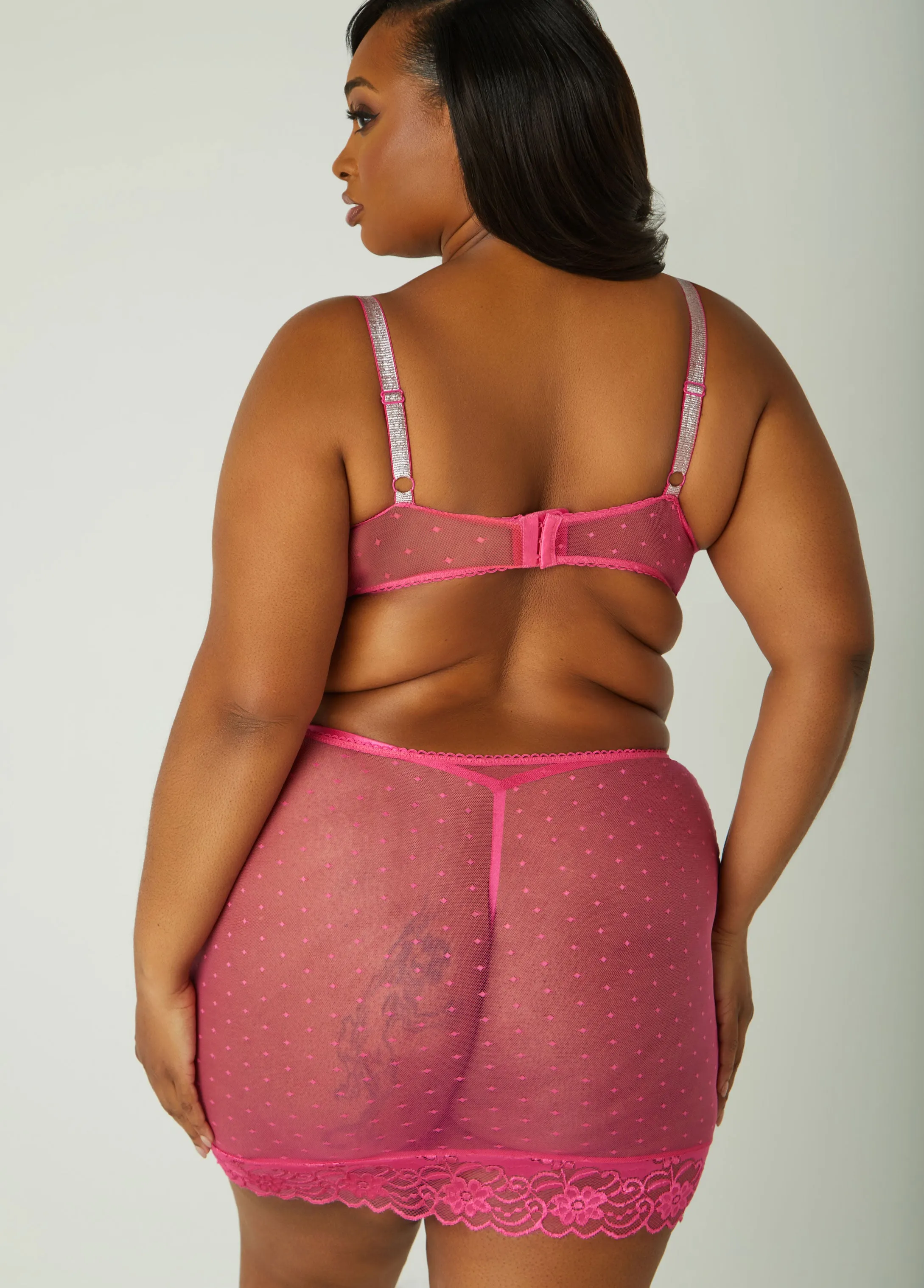 Dotted Bra And Skirt Lingerie Set sold by Ashley Stewart product image thumbnail 2