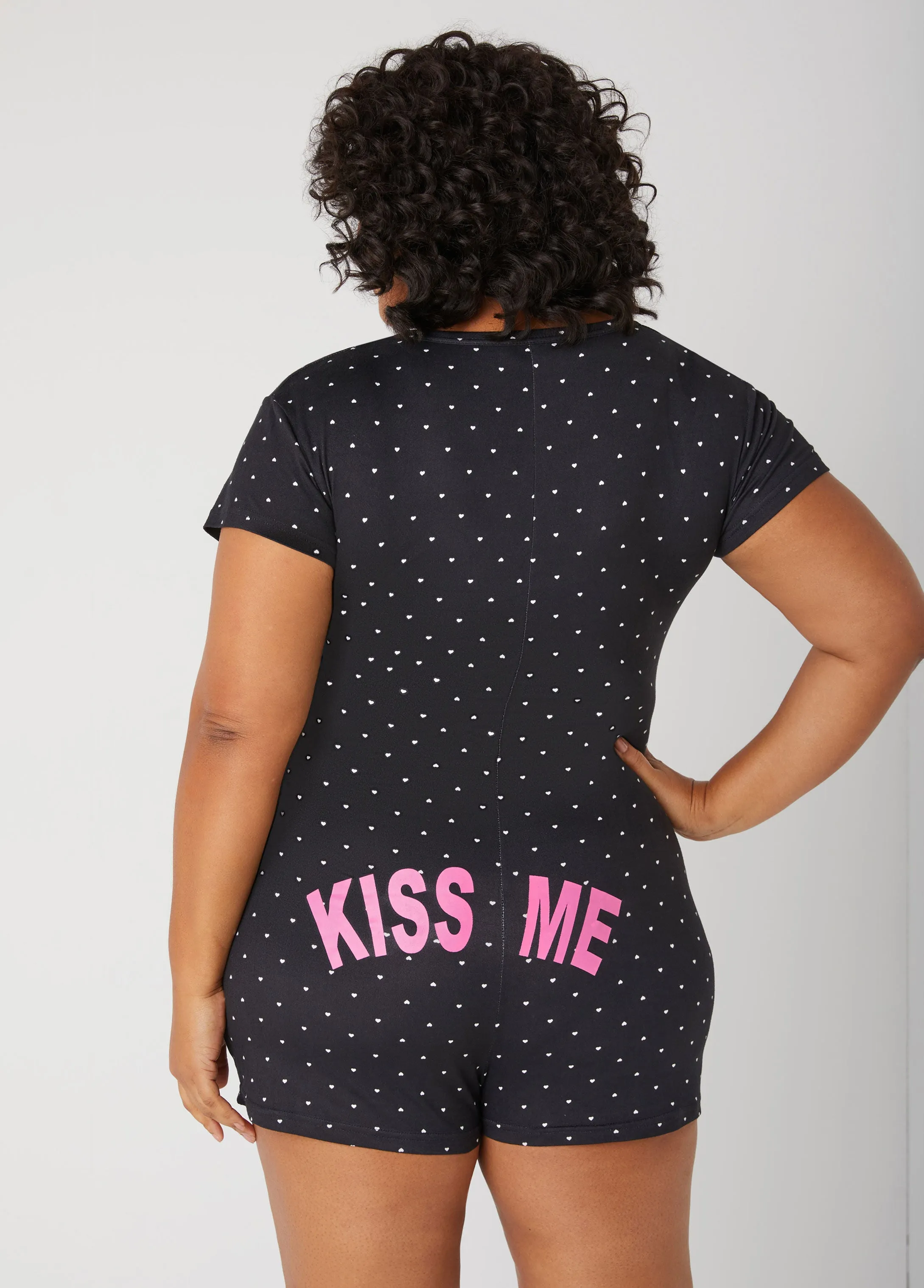 Love To Sleep Kiss Me Romper sold by Ashley Stewart product image thumbnail 2