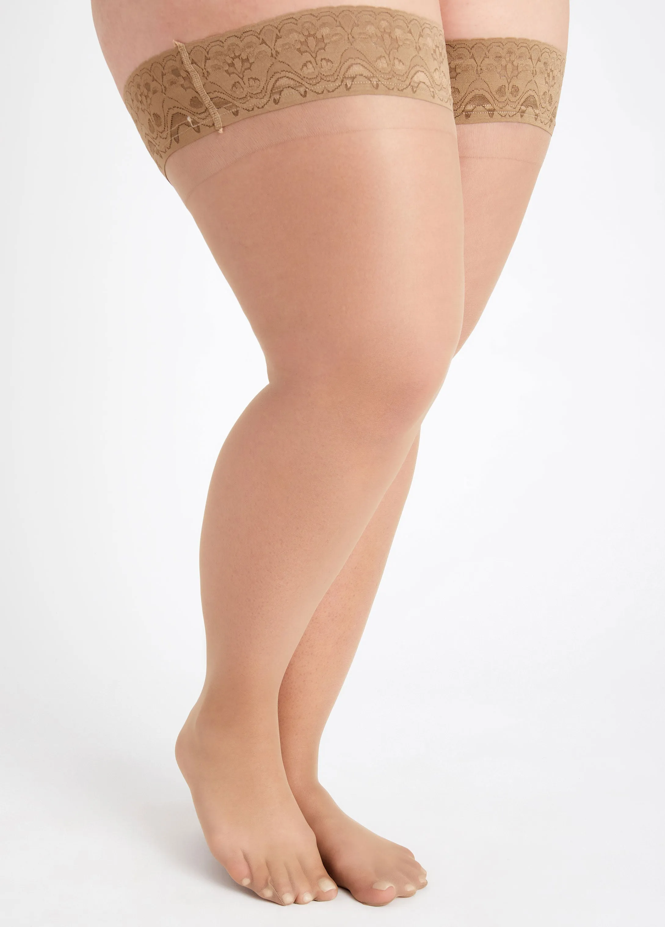 MeMoi Silky Sheer Lace Thigh High sold by Ashley Stewart product image thumbnail 4