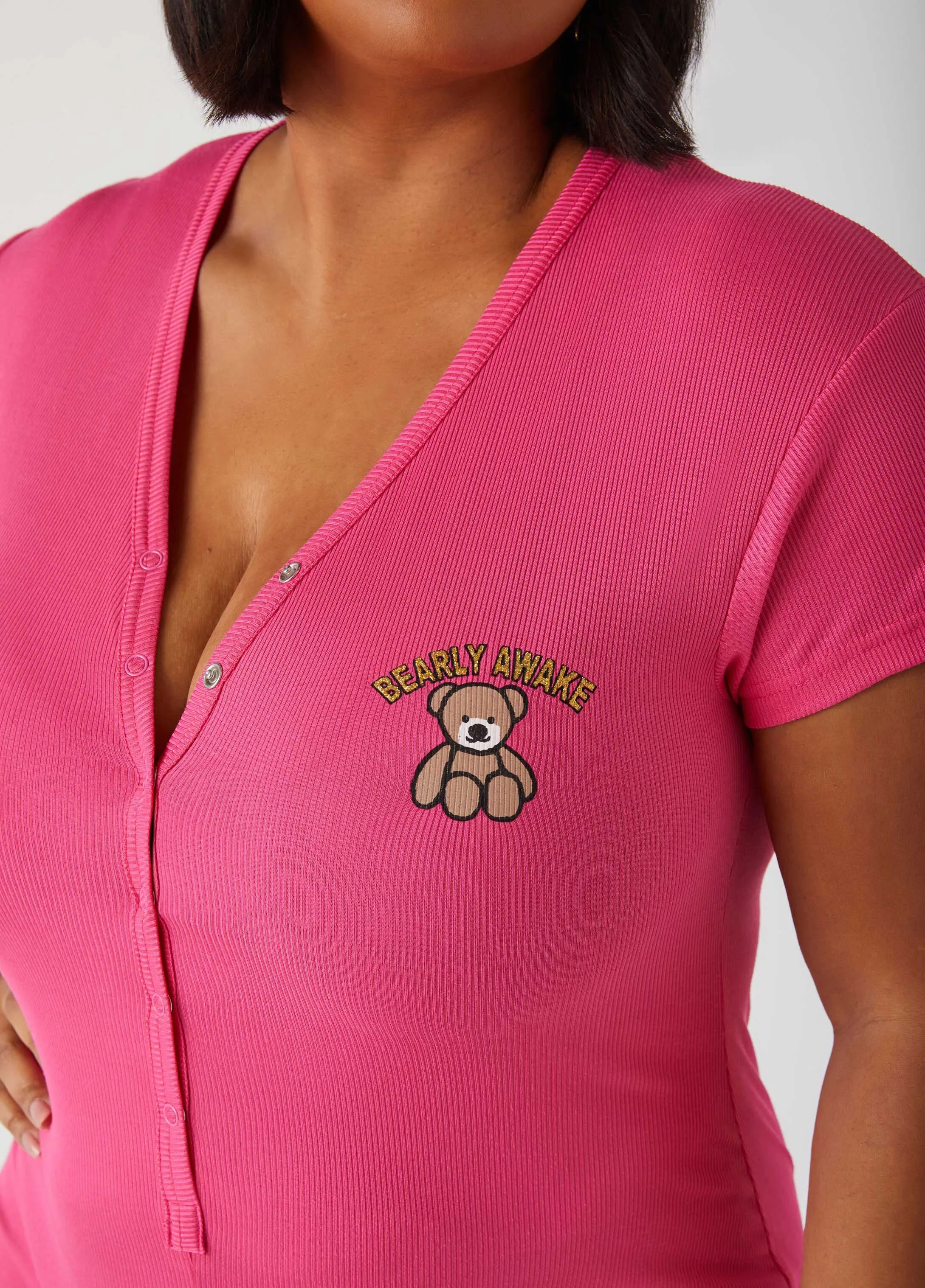 Love To Sleep Bearly Awake Romper sold by Ashley Stewart product image thumbnail 3