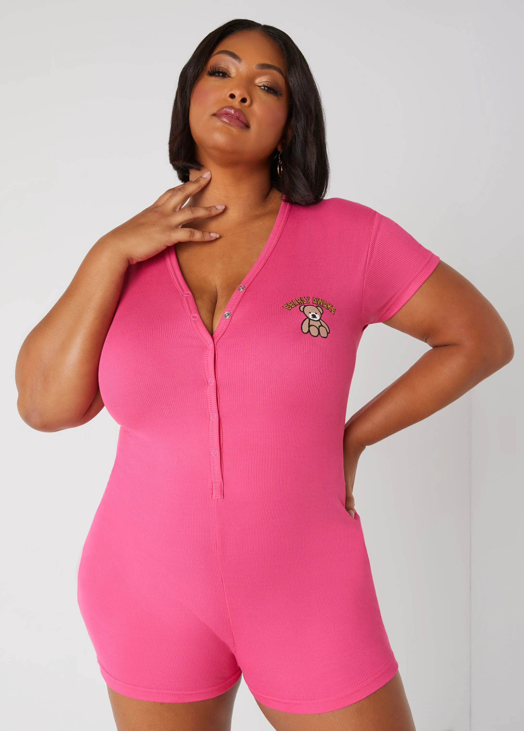 Love To Sleep Bearly Awake Romper sold by Ashley Stewart