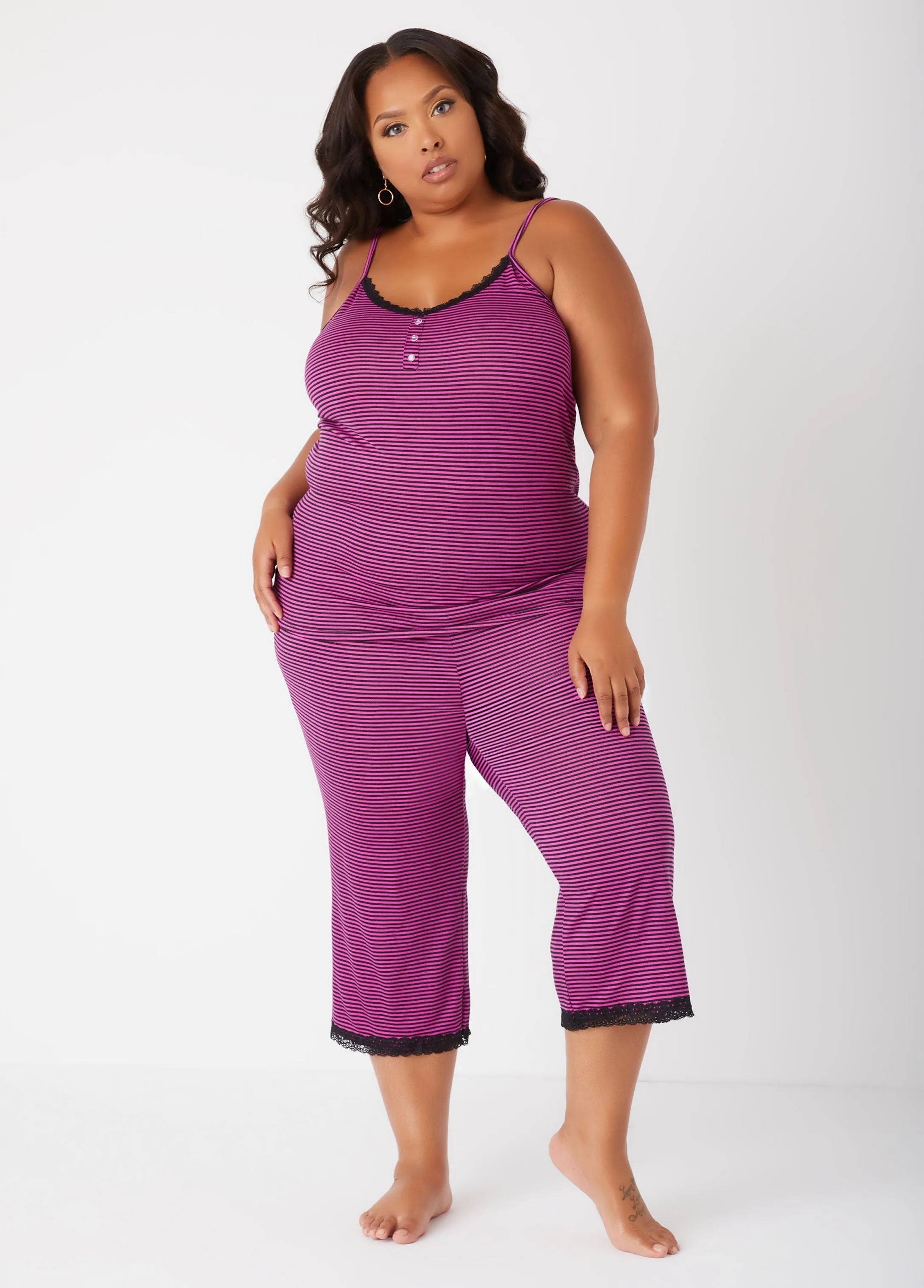 Emme Jordan Striped PJ Set sold by Ashley Stewart product image thumbnail 4