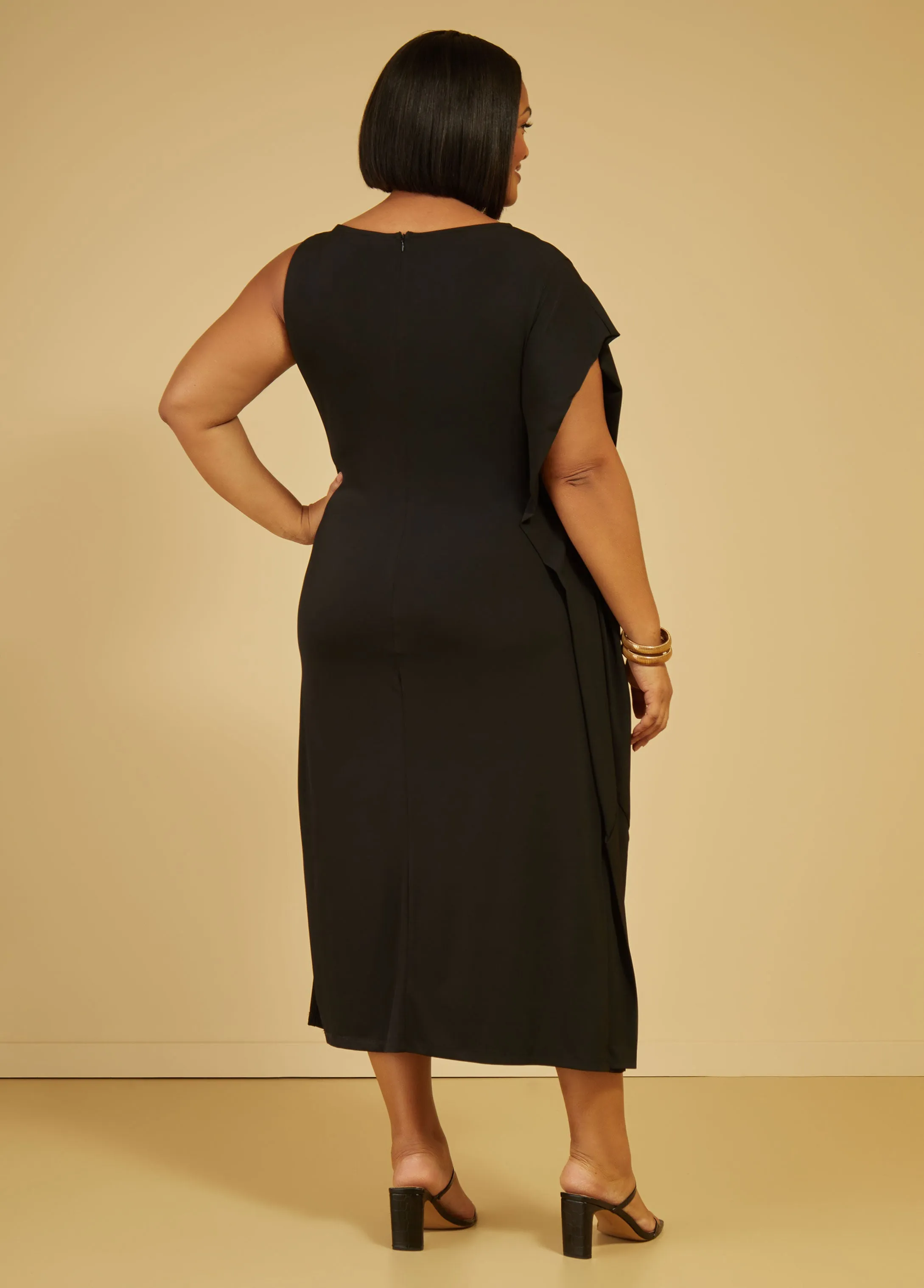 Ruched One Shoulder Midaxi Dress sold by Ashley Stewart product image thumbnail 2