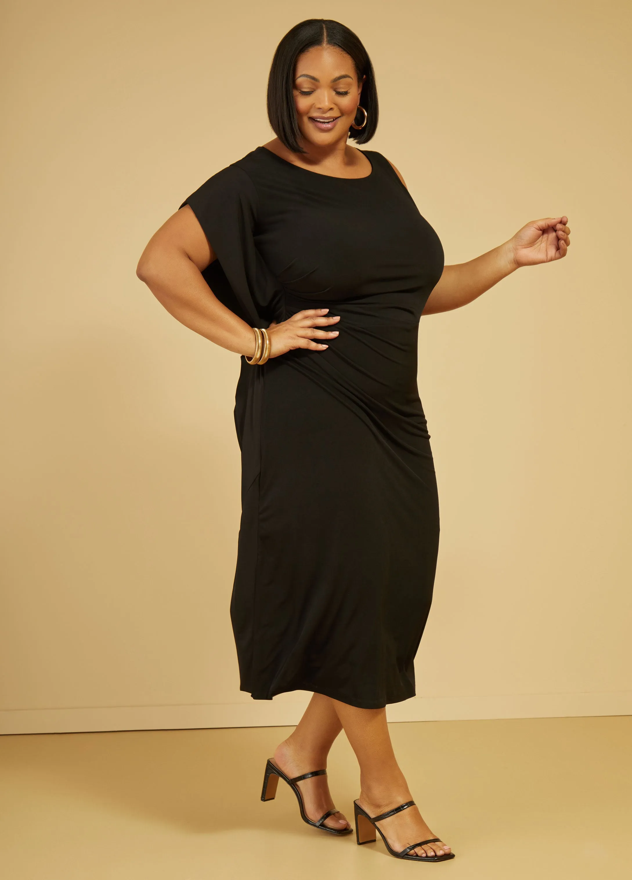 Ruched One Shoulder Midaxi Dress sold by Ashley Stewart product image thumbnail 3
