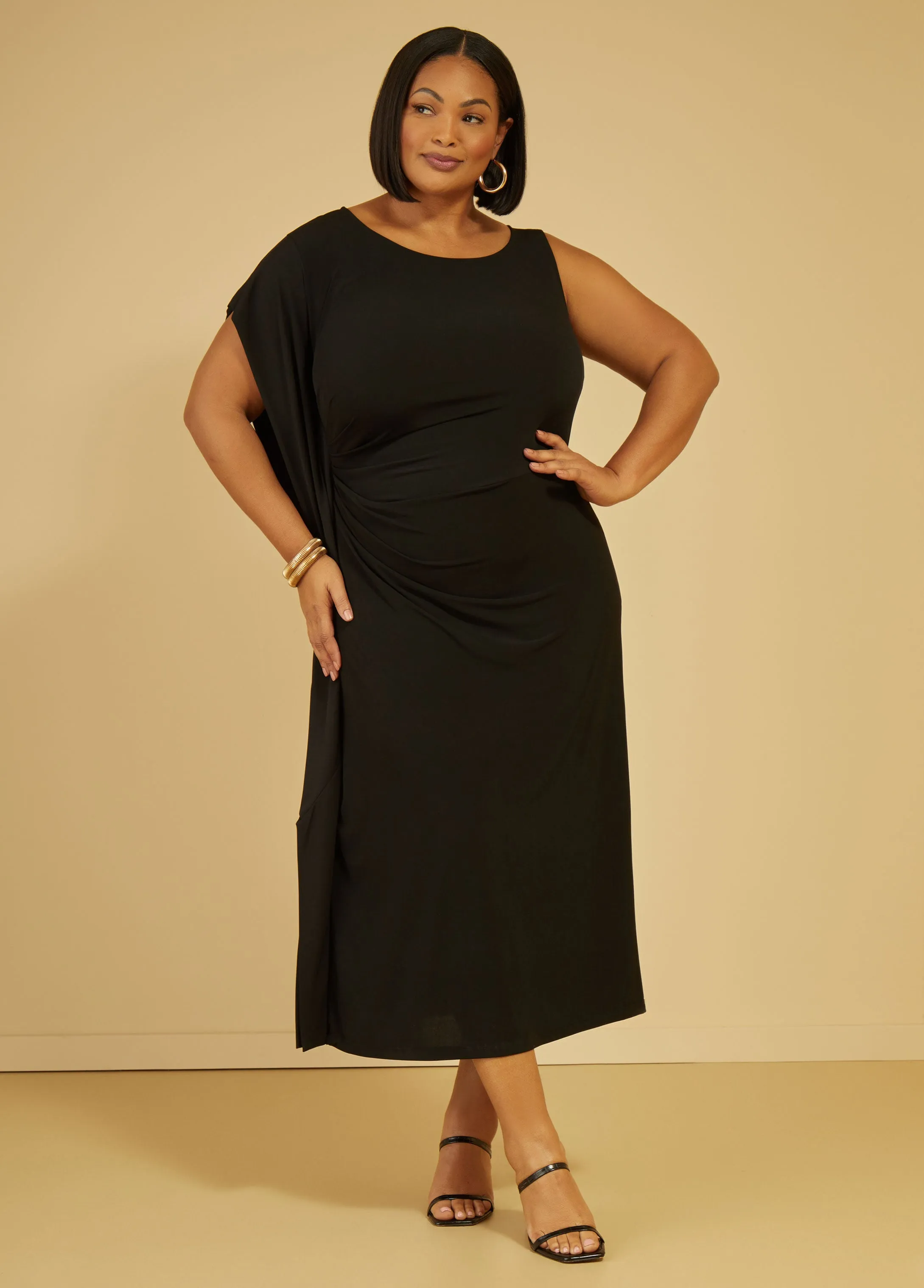 Ruched One Shoulder Midaxi Dress sold by Ashley Stewart