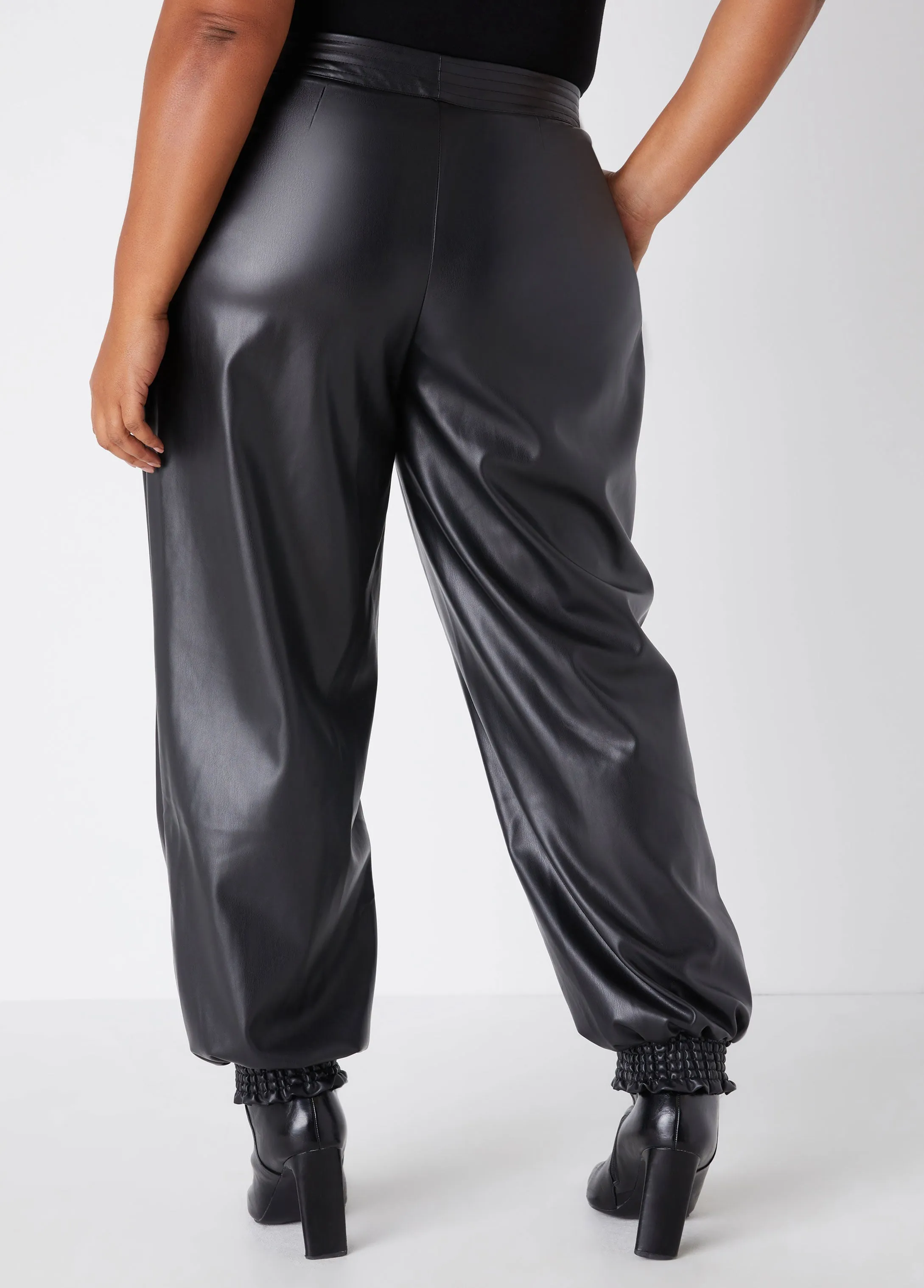 High Rise Faux Leather Joggers sold by Ashley Stewart product image thumbnail 2