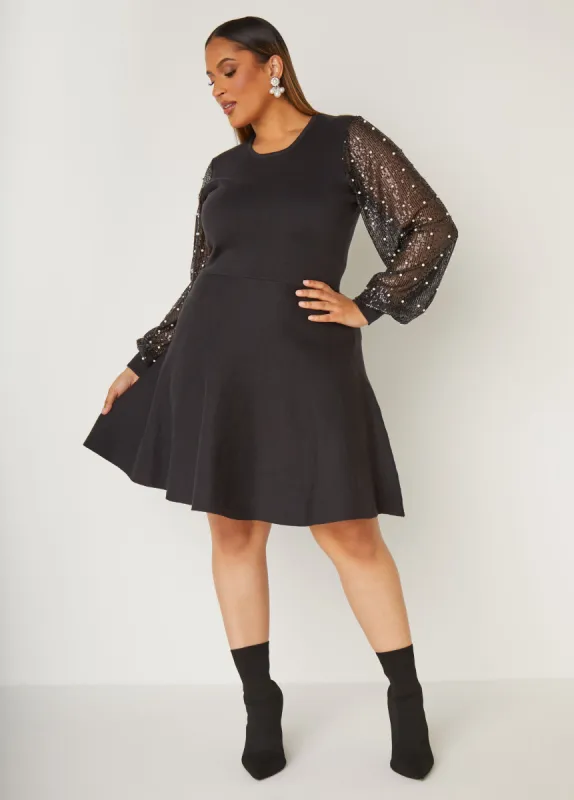 Embellished Mesh Sweater Dress sold by Ashley Stewart