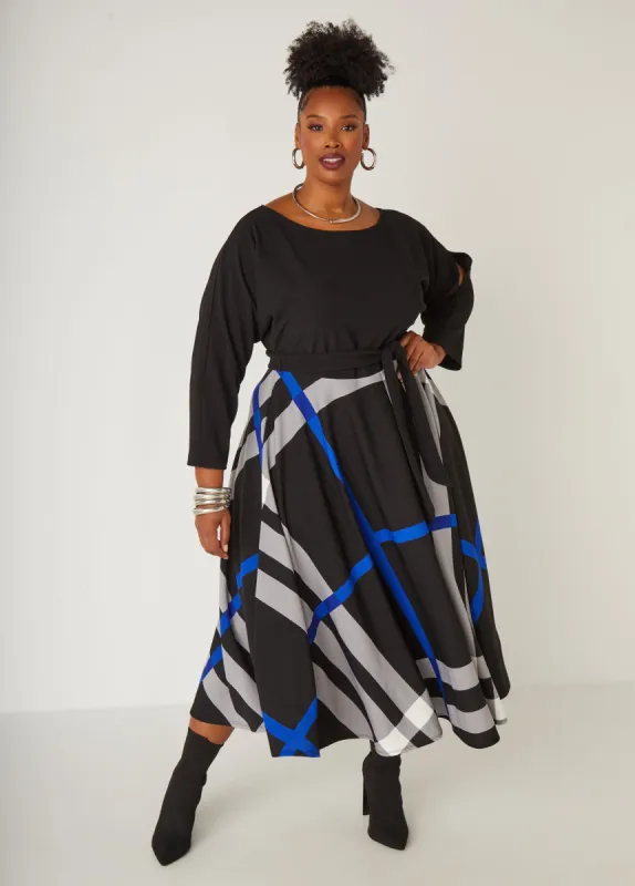 Plaid Textured A Line Dress sold by Ashley Stewart