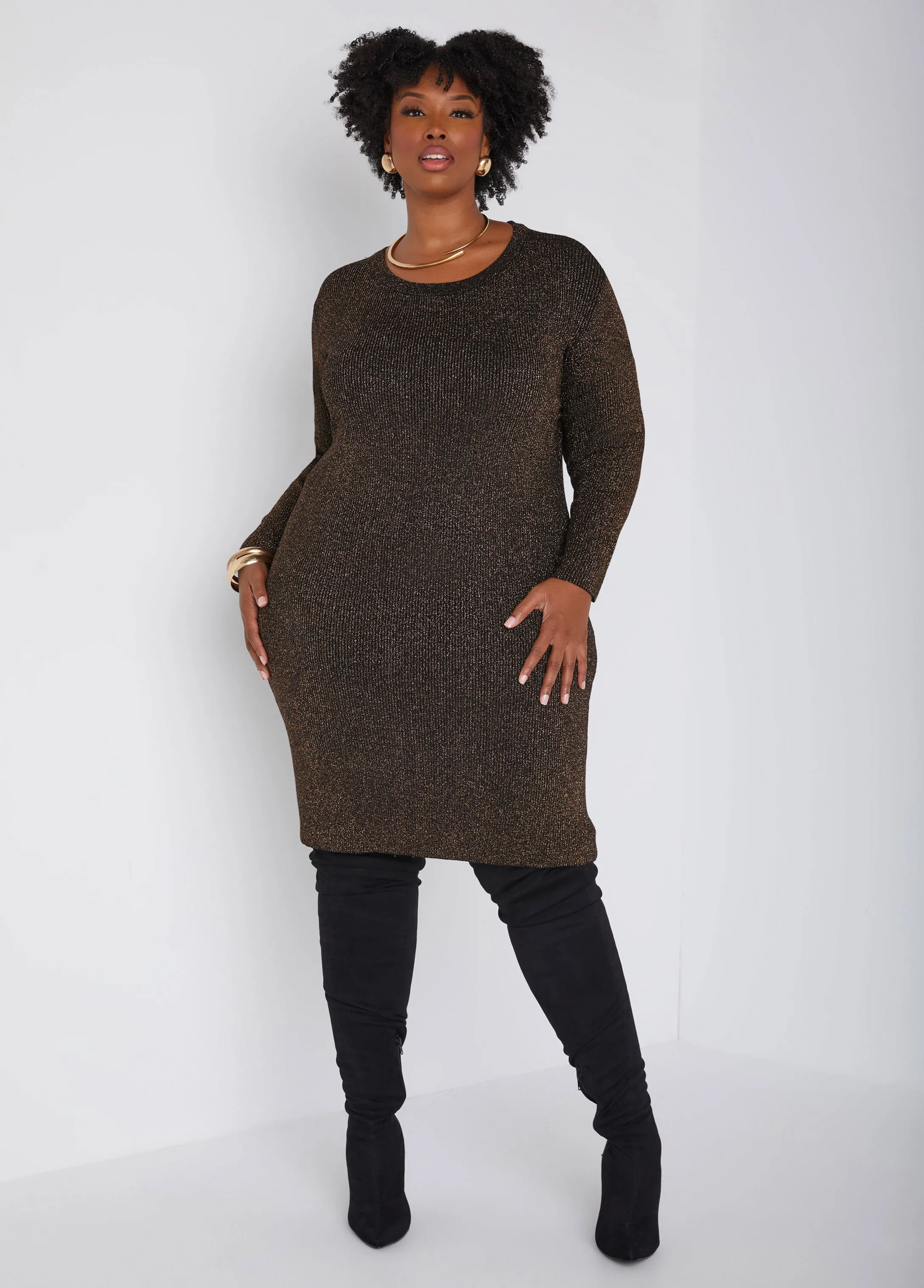 Lurex™ Bodycon Sweater Dress sold by Ashley Stewart product image thumbnail 5