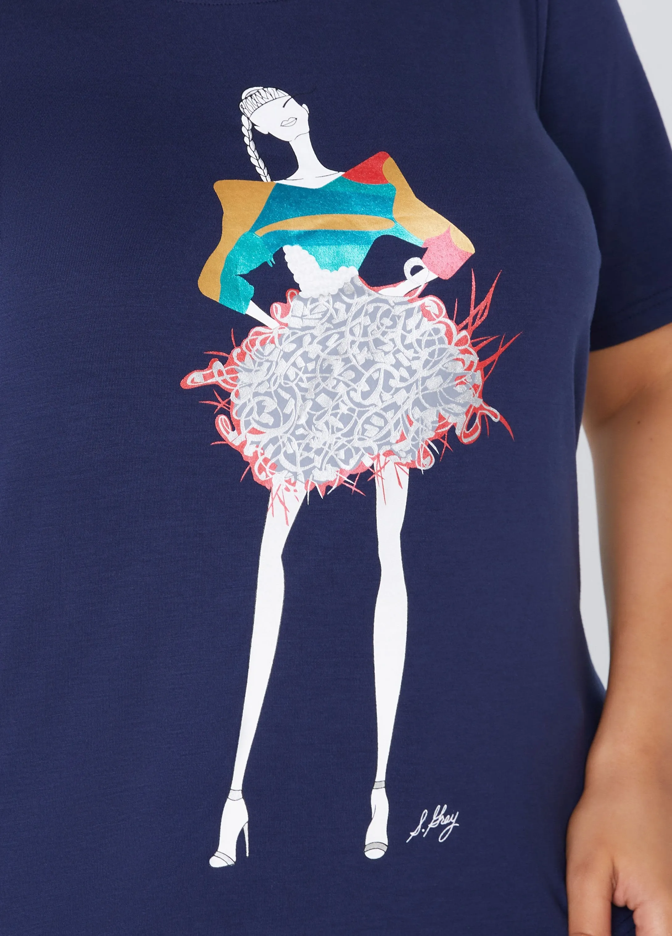 Sheila Gray Metallic Model Tee sold by Ashley Stewart product image thumbnail 4