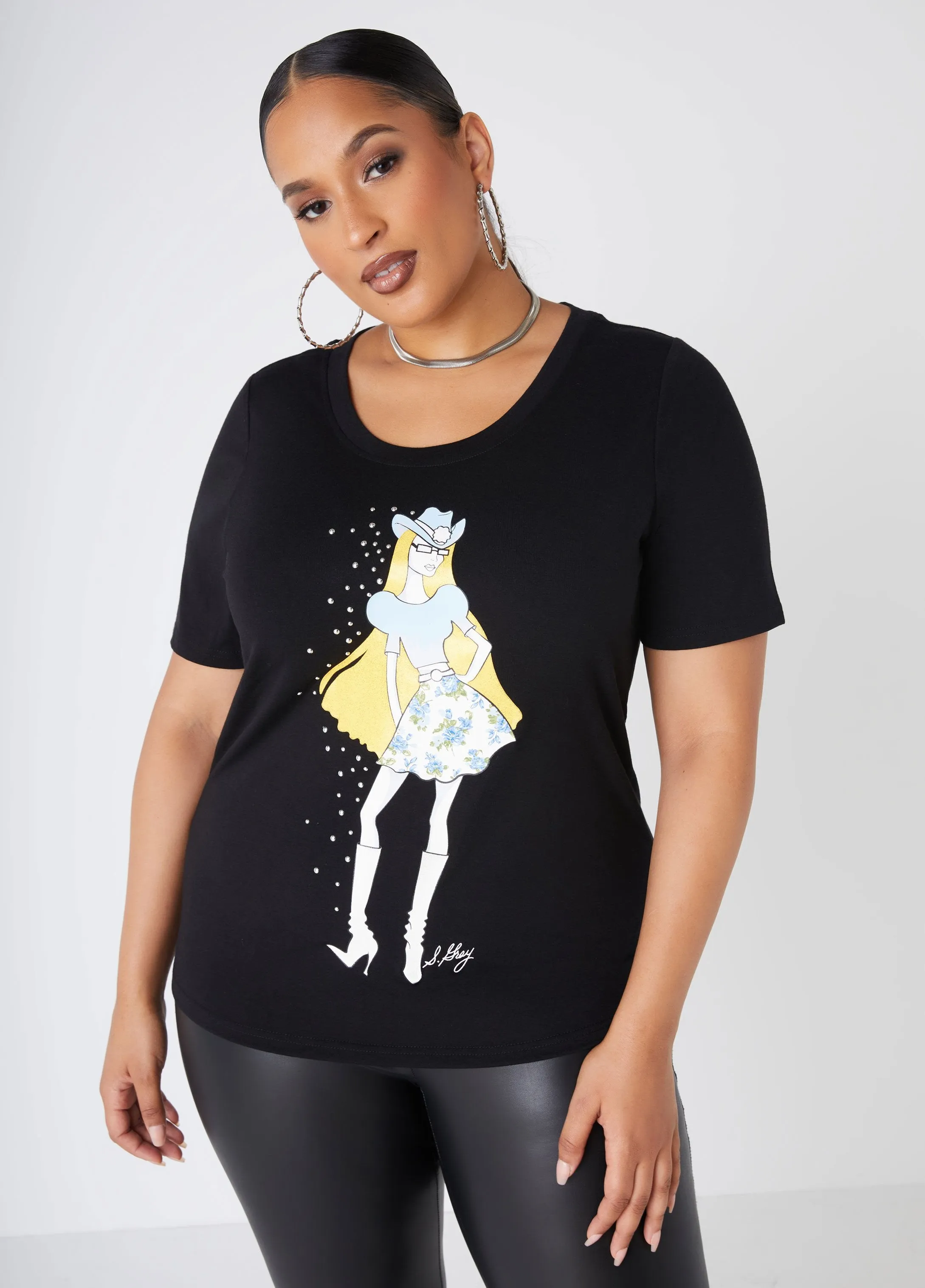 Sheila Gray Cowgirl Graphic Tee sold by Ashley Stewart