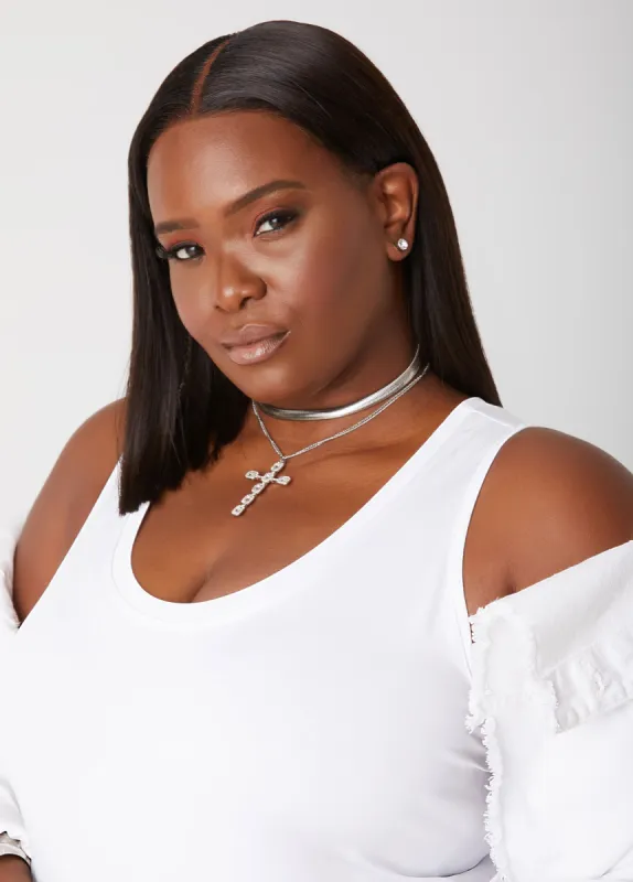 Silver Tone Cross Necklace Set sold by Ashley Stewart