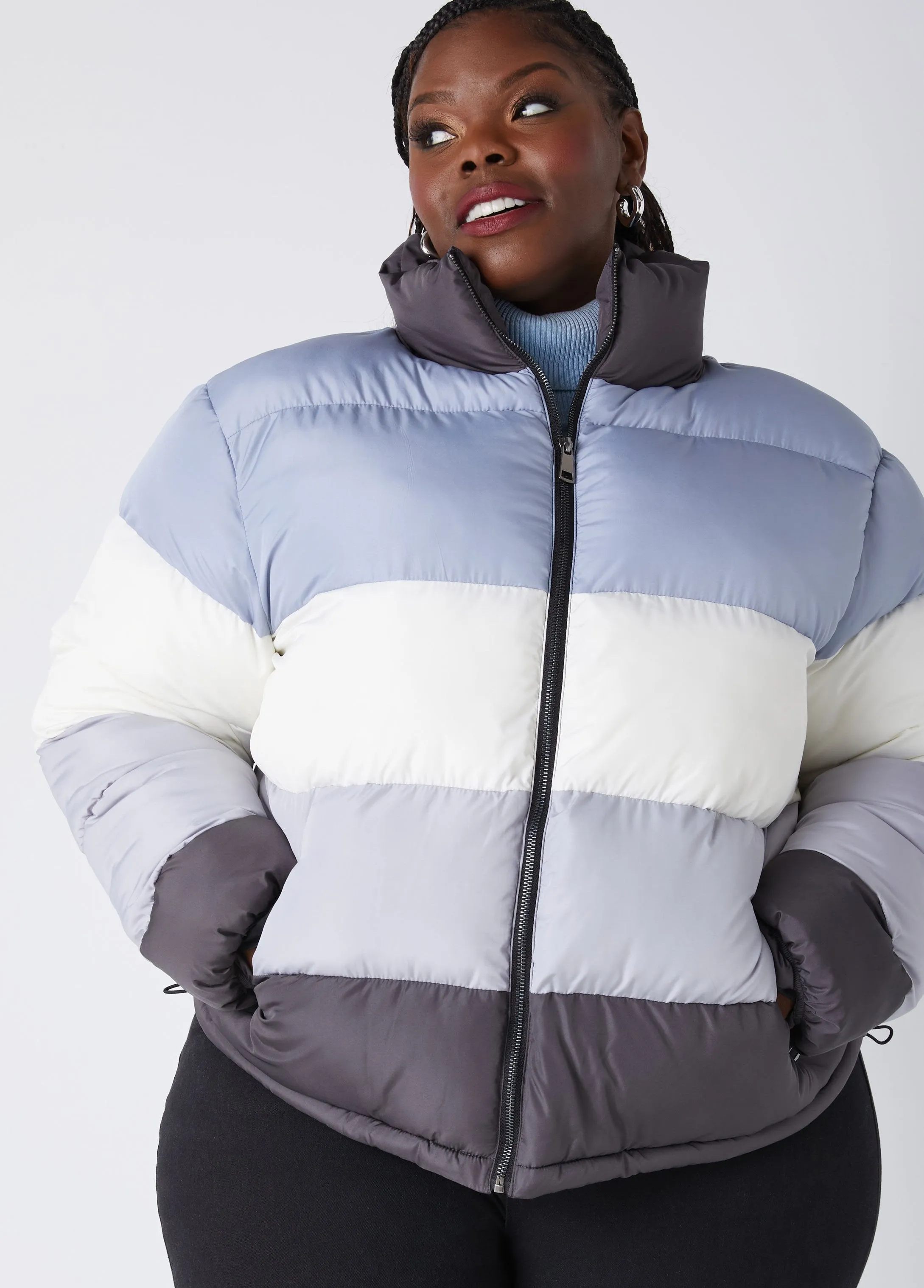 Colorblock Puffer Jacket sold by Ashley Stewart product image thumbnail 4