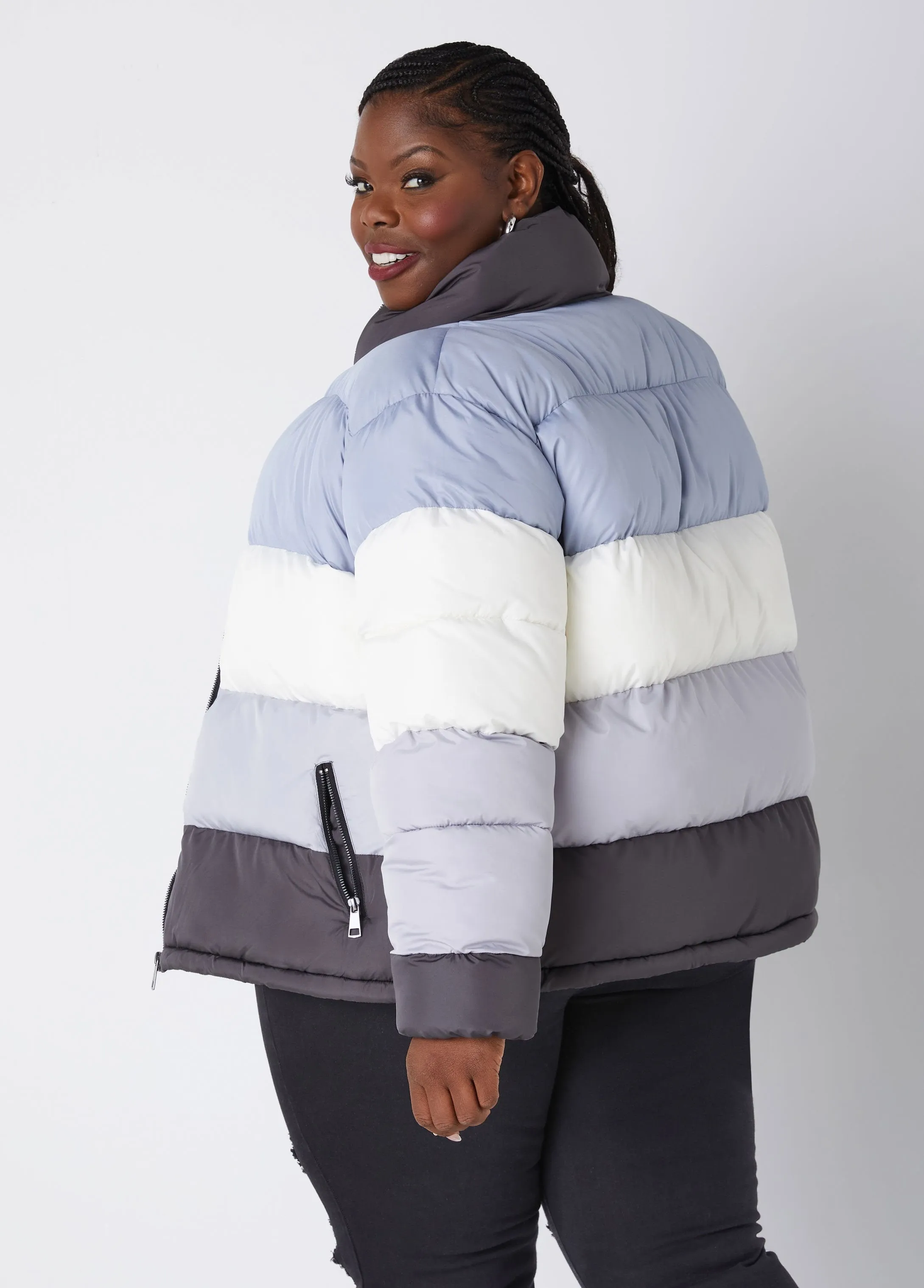 Colorblock Puffer Jacket sold by Ashley Stewart product image thumbnail 2
