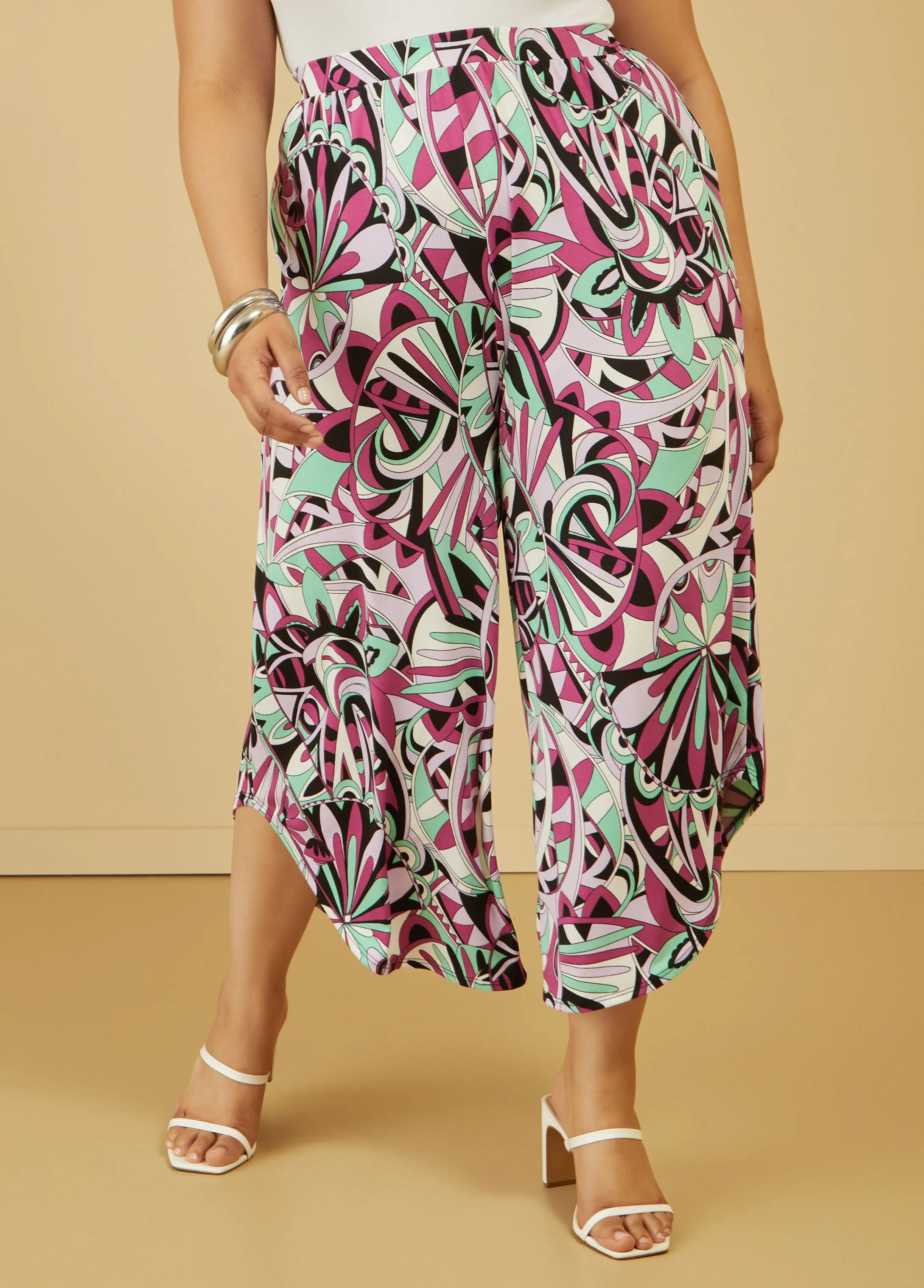 Cropped Abstract Print Pants sold by Ashley Stewart product image thumbnail 3