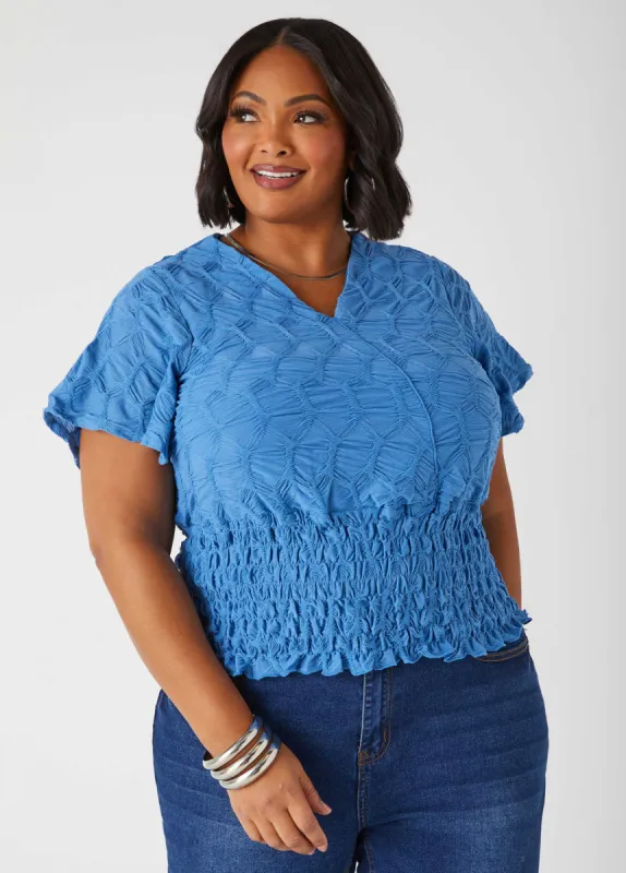 Shirred Textured Knit Top sold by Ashley Stewart