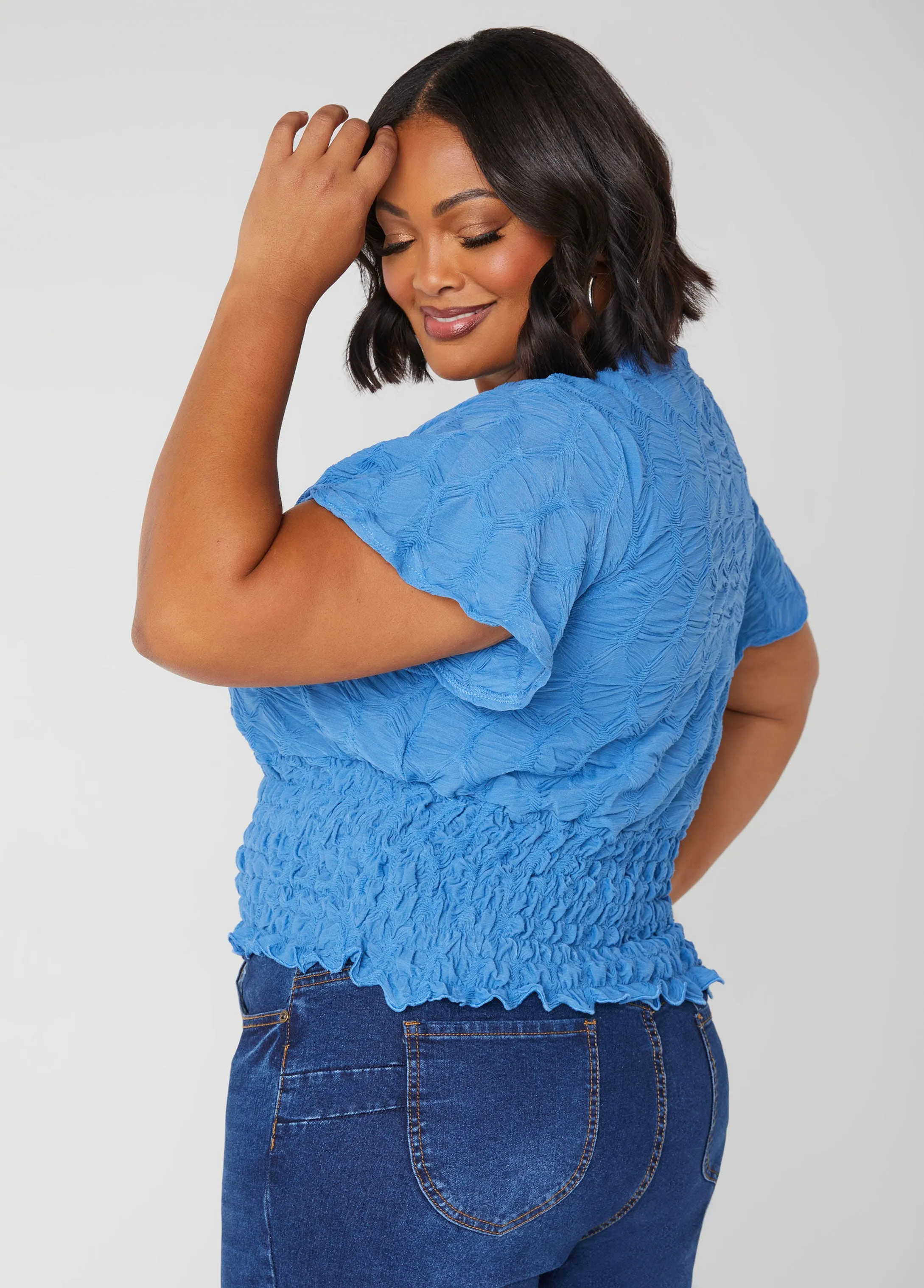 Shirred Textured Knit Top sold by Ashley Stewart product image thumbnail 2