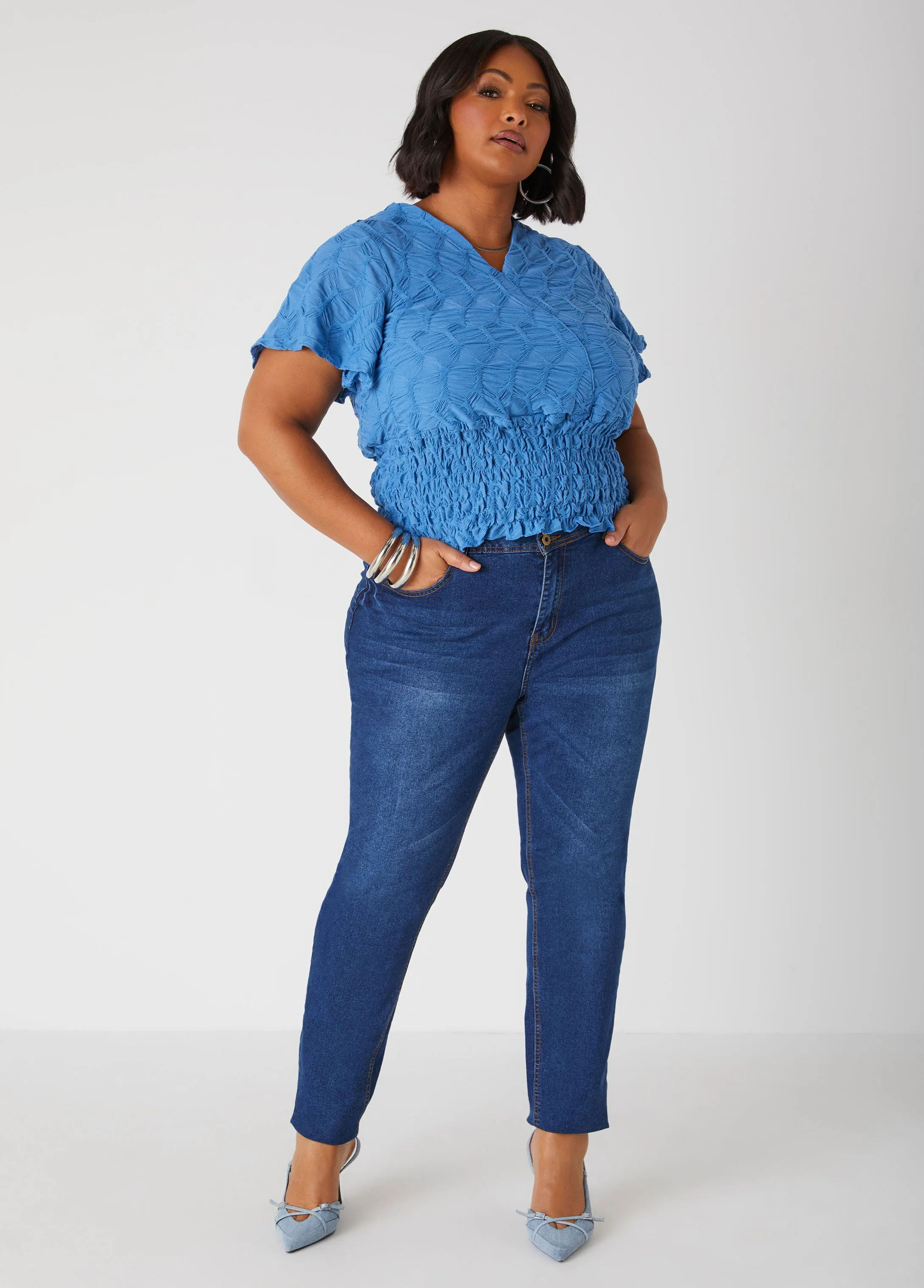 Shirred Textured Knit Top sold by Ashley Stewart product image thumbnail 3